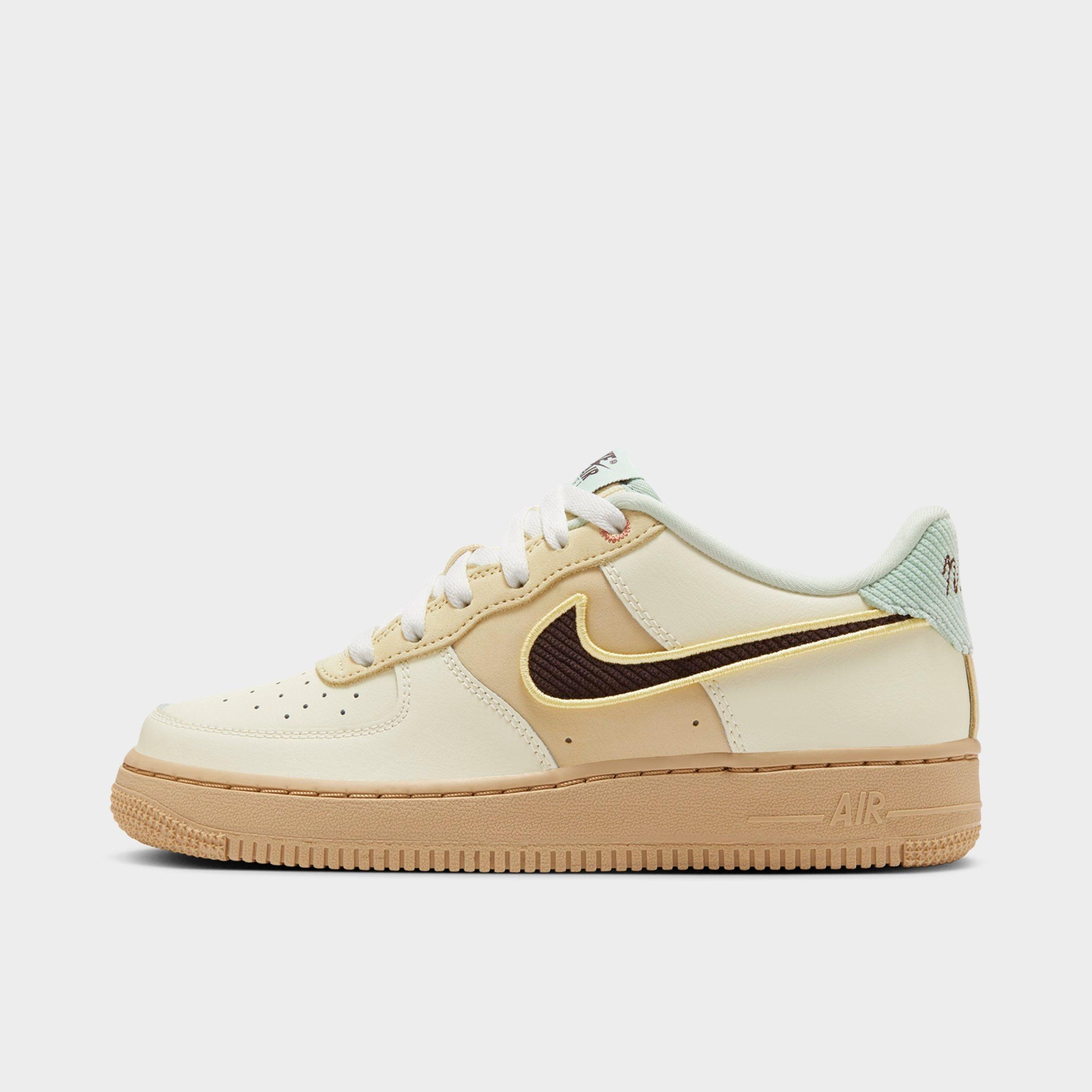Nike Big Kids Air Force LV8 Casual Shoes (Y-7Y) in Coconut Milk/Sesame/Seafoam Size: 1