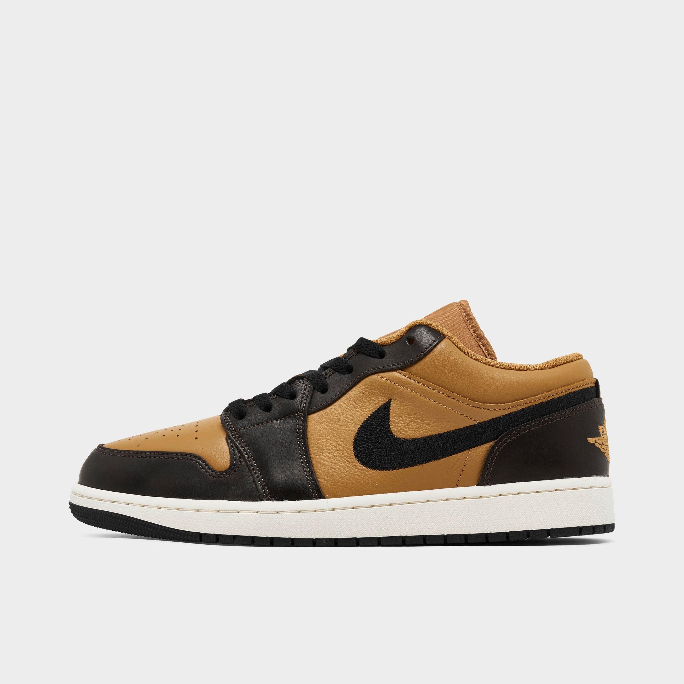 Jordan Men's Air Retro 1 Low SE Casual Shoes in Flax/Baroque Brown/Vintage Coral Size: 7.0