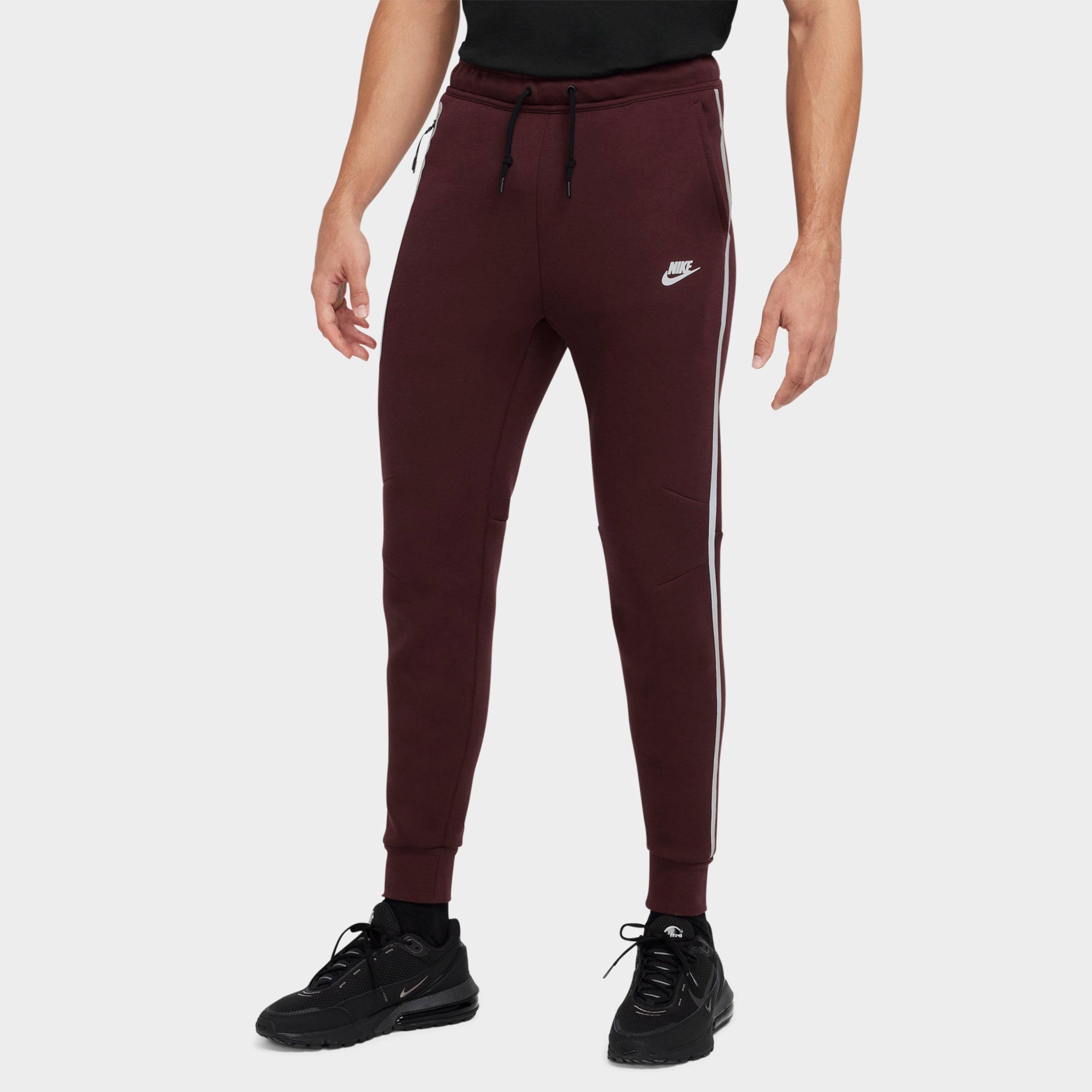 Nike Men's Sportswear Tech Fleece Reflective Jogger Pants in Red/Burgundy Crush Size XS Cotton/Polyester/Fleece