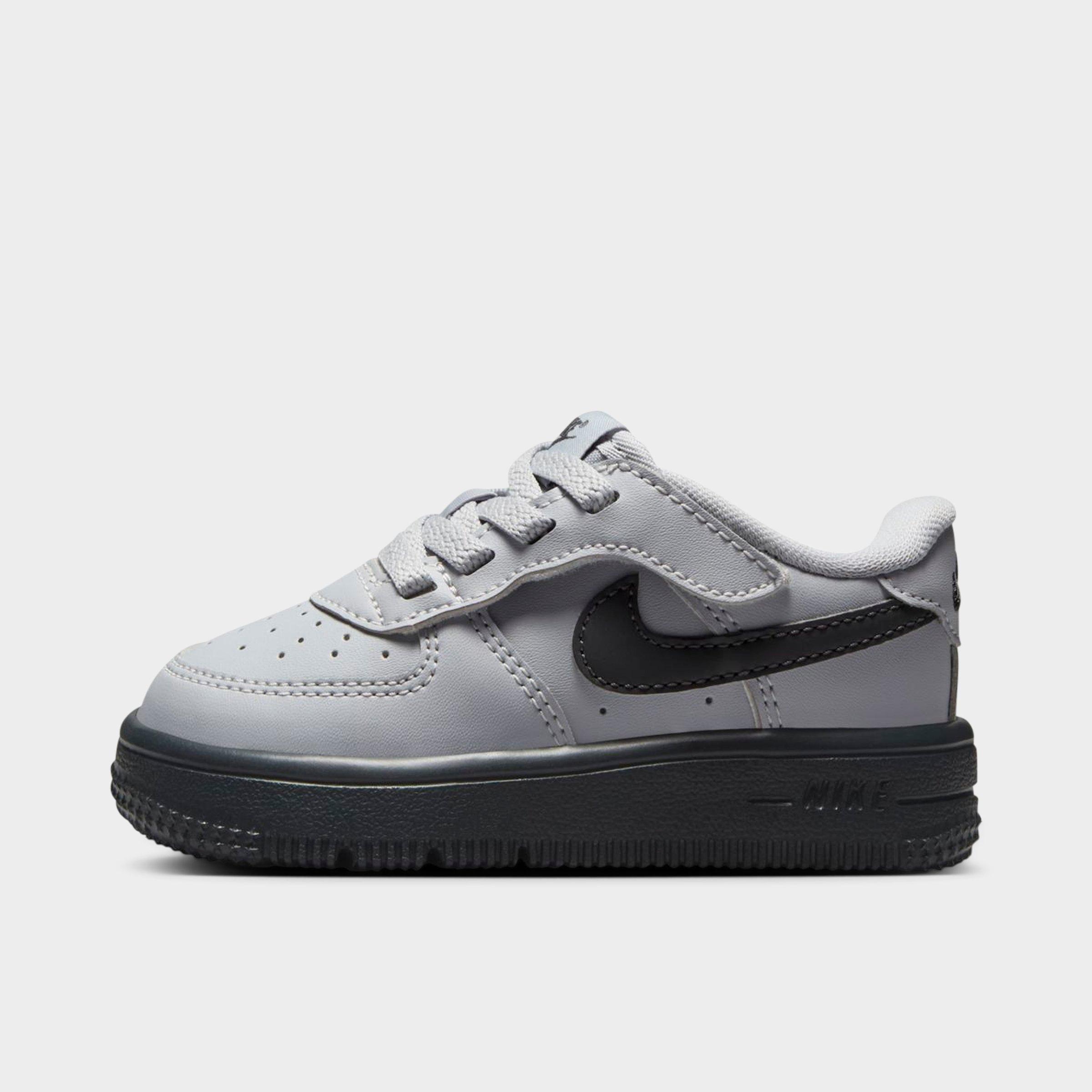 Nike Kids Toddler Force 1 Low EasyOn Casual Shoes in Wolf Grey/Dark Smoke Grey Size: 2.0
