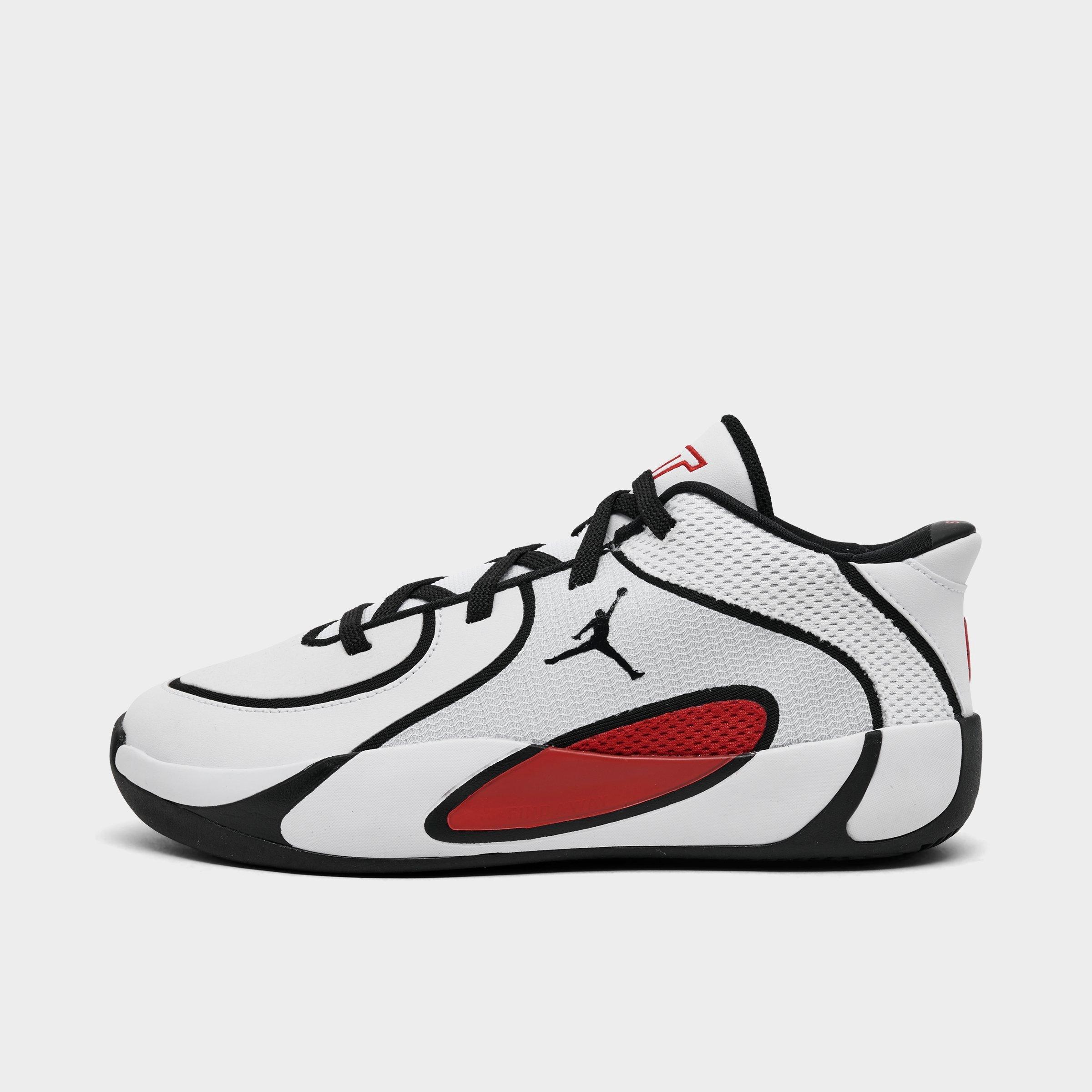 Jordan Little Kids Tatum 4 Stretch Lace Basketball Shoes in White/University Red/Black Size: 1.0