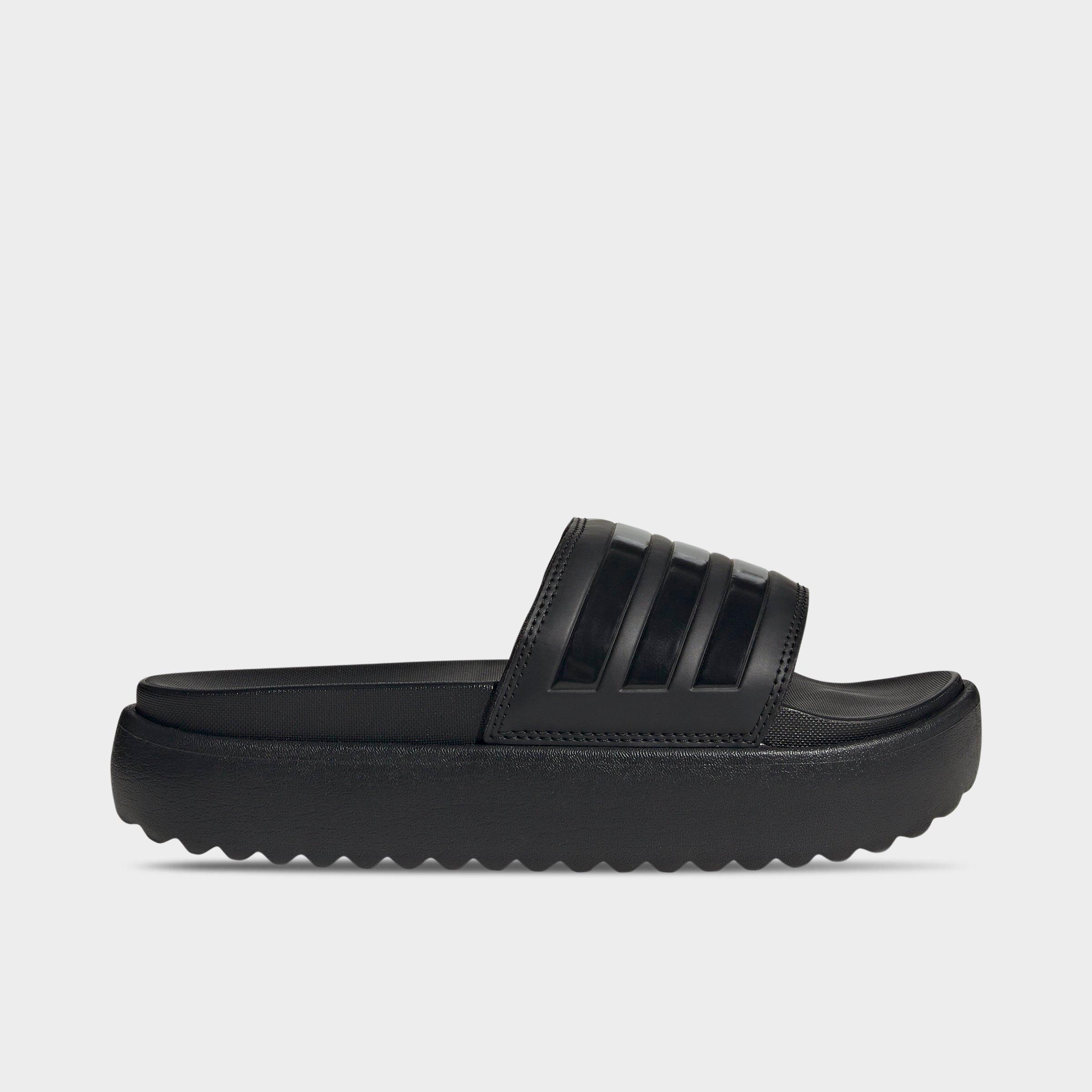 Adidas Originals Adidas Women's Adilette Platform Slides Shoes In Black/black/black
