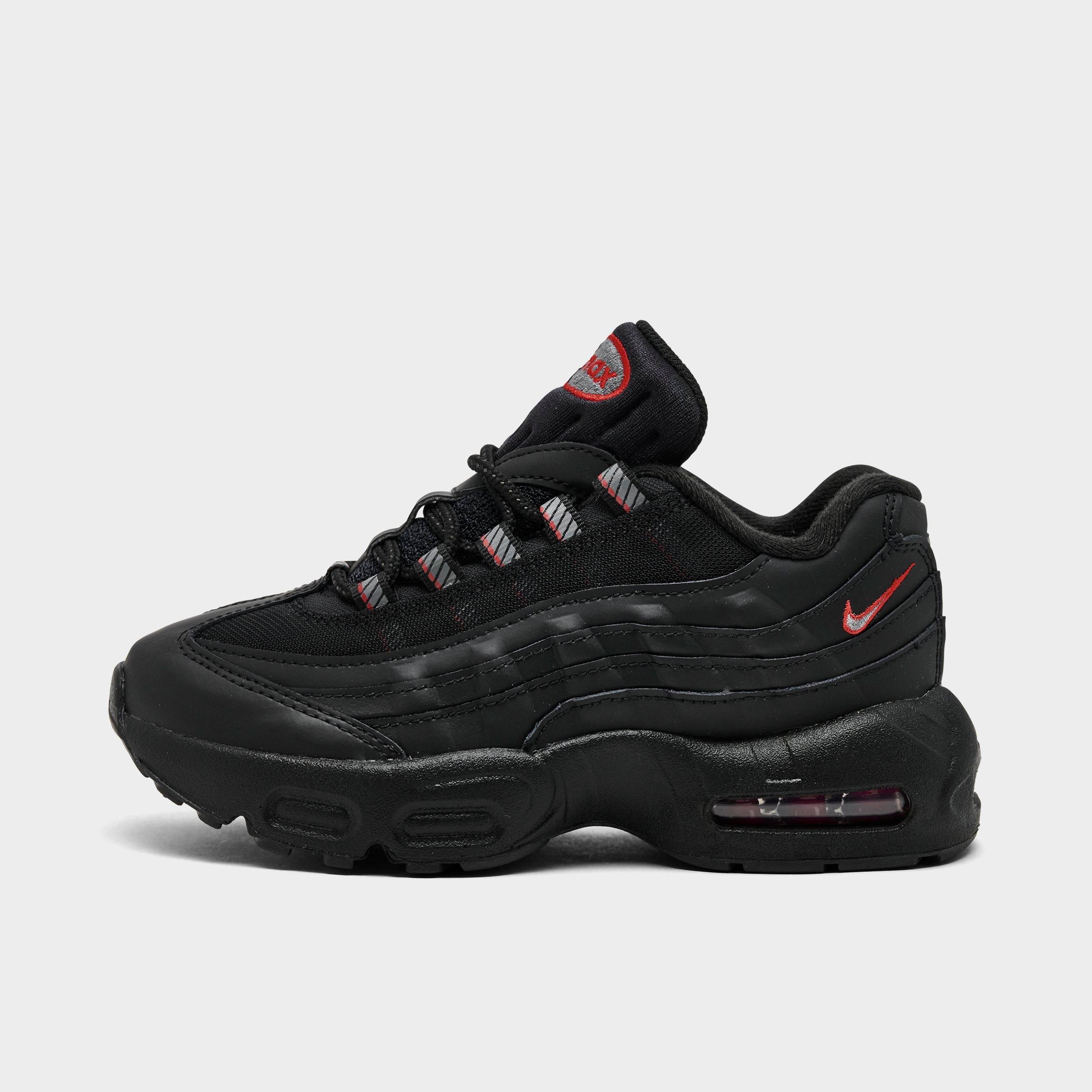 Nike Little Kids Air Max 95 Recraft Casual Shoes in Black/Smoke Grey/University Red Size: 1.0