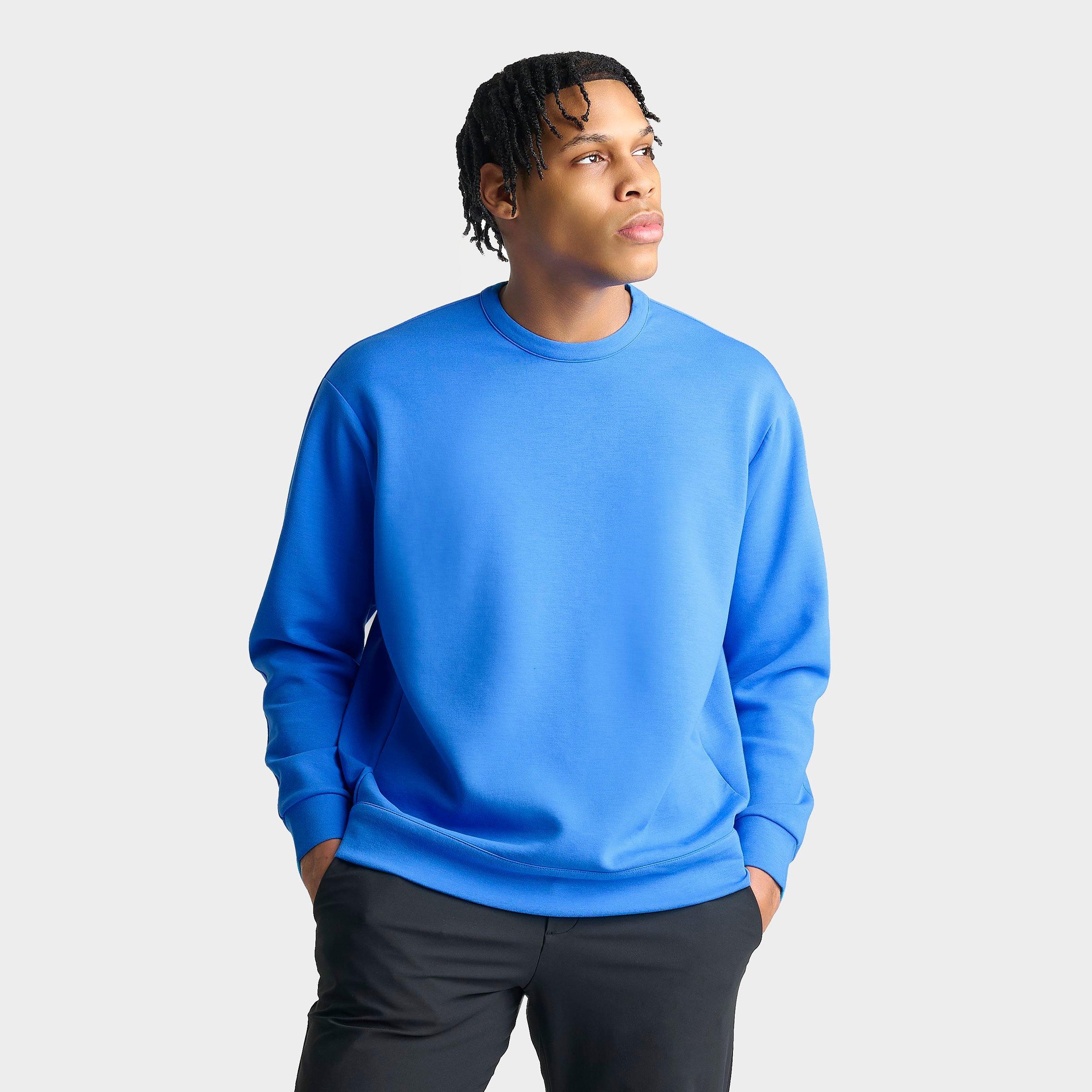 Nike Men's 24.7 ImpossiblySoft Dri-FIT Crewneck Sweatshirt in Light Photo Blue/Black/Blue Spark Size: Small