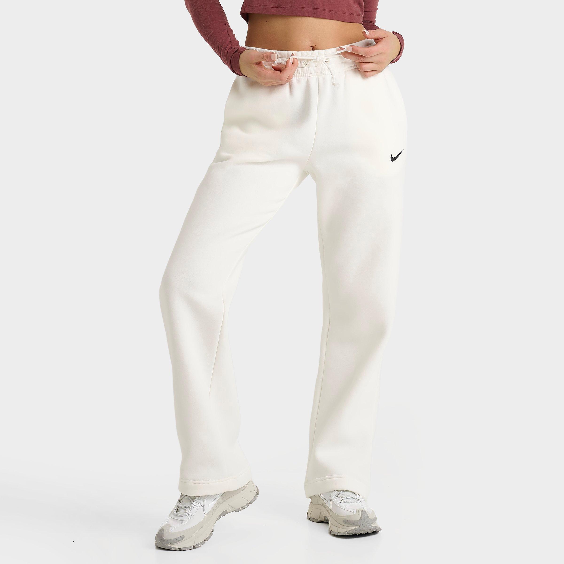 Nike Women's Sportswear Phoenix Fleece Open Hem Pants in Off-White/Sail Size XL Cotton/Polyester/Fleece