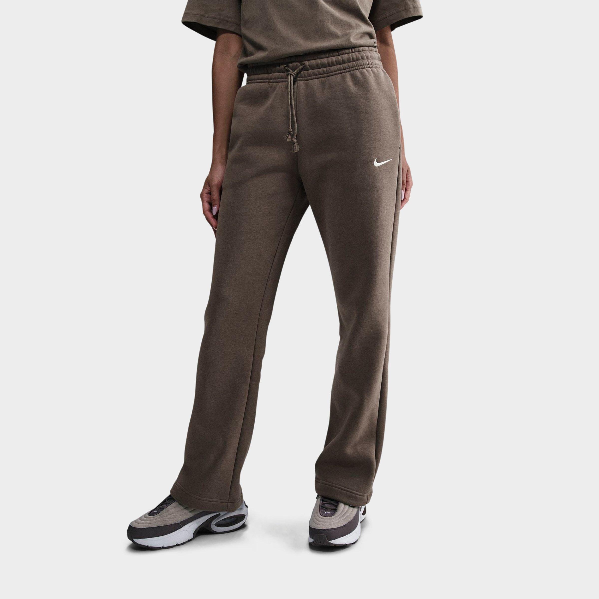 Nike Women's Sportswear Phoenix Fleece Open Hem Pants in Mink Brown/Sail Size: XS