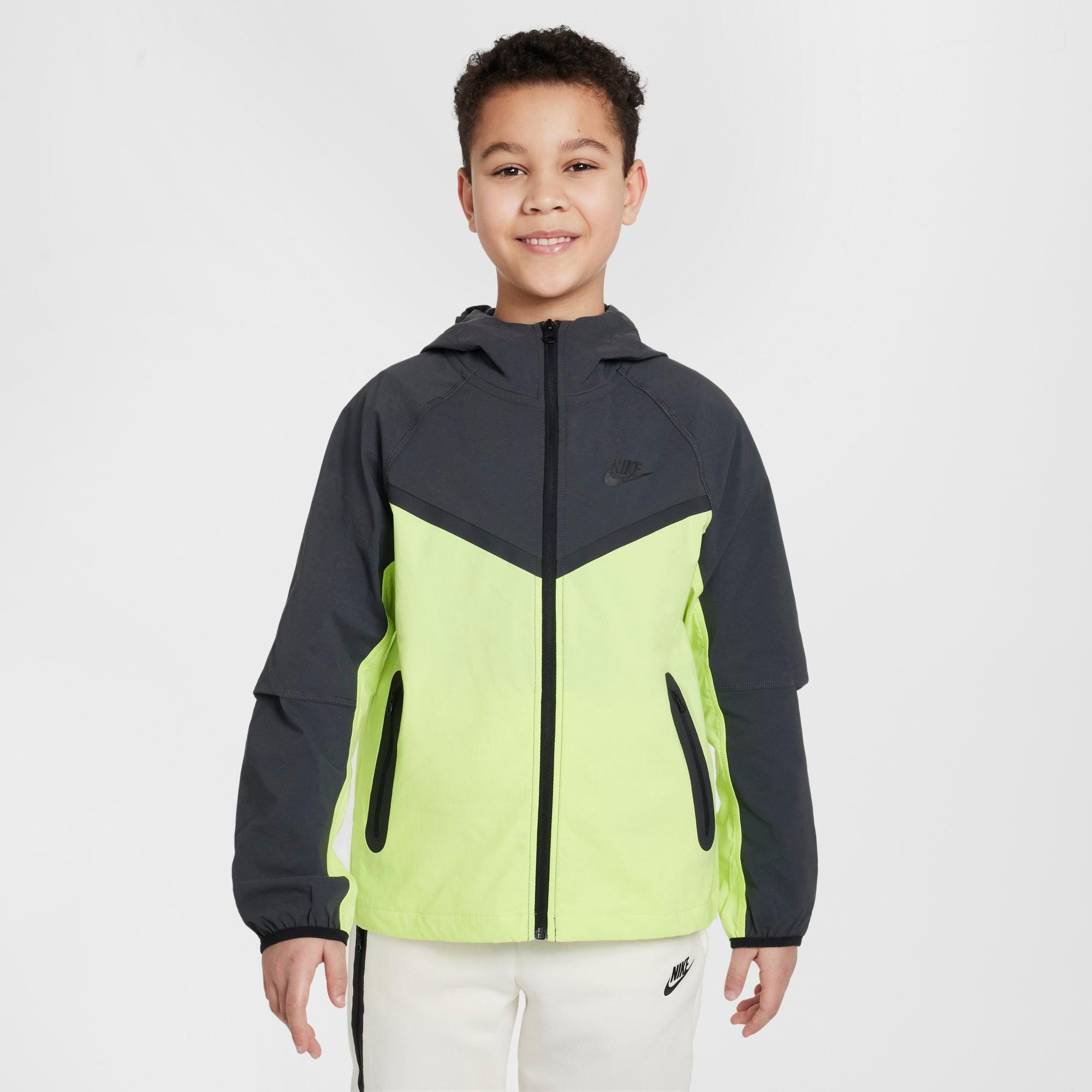 Nike Tech Big Kids' (boys') Woven Jacket In Light Lemon Twist/anthracite/black