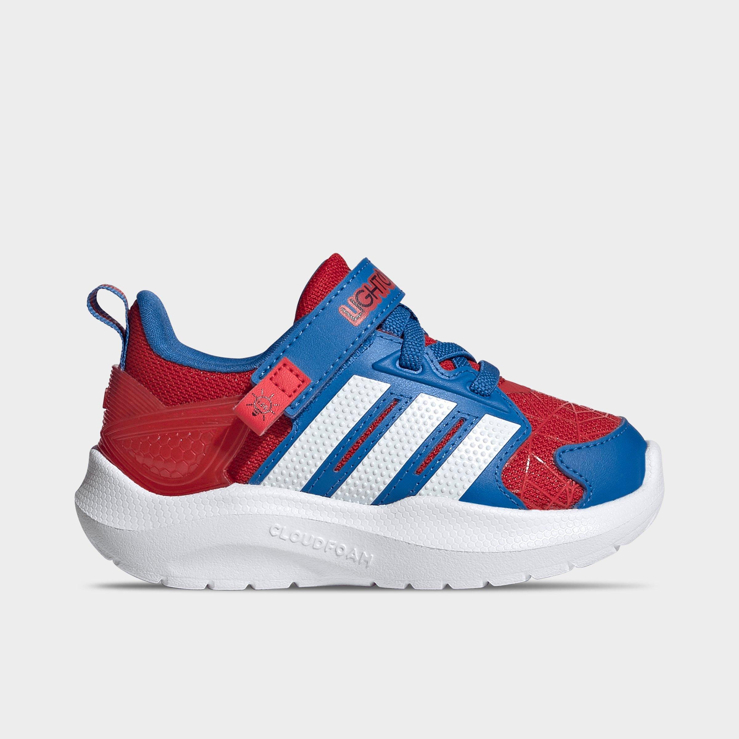 adidas Kids Toddler x Marvel Spider-Man Lightorama Hook-And-Loop Stretch Lace Casual Shoes in Better Scarlet/Cloud White/Bright Royal Size: 6.5