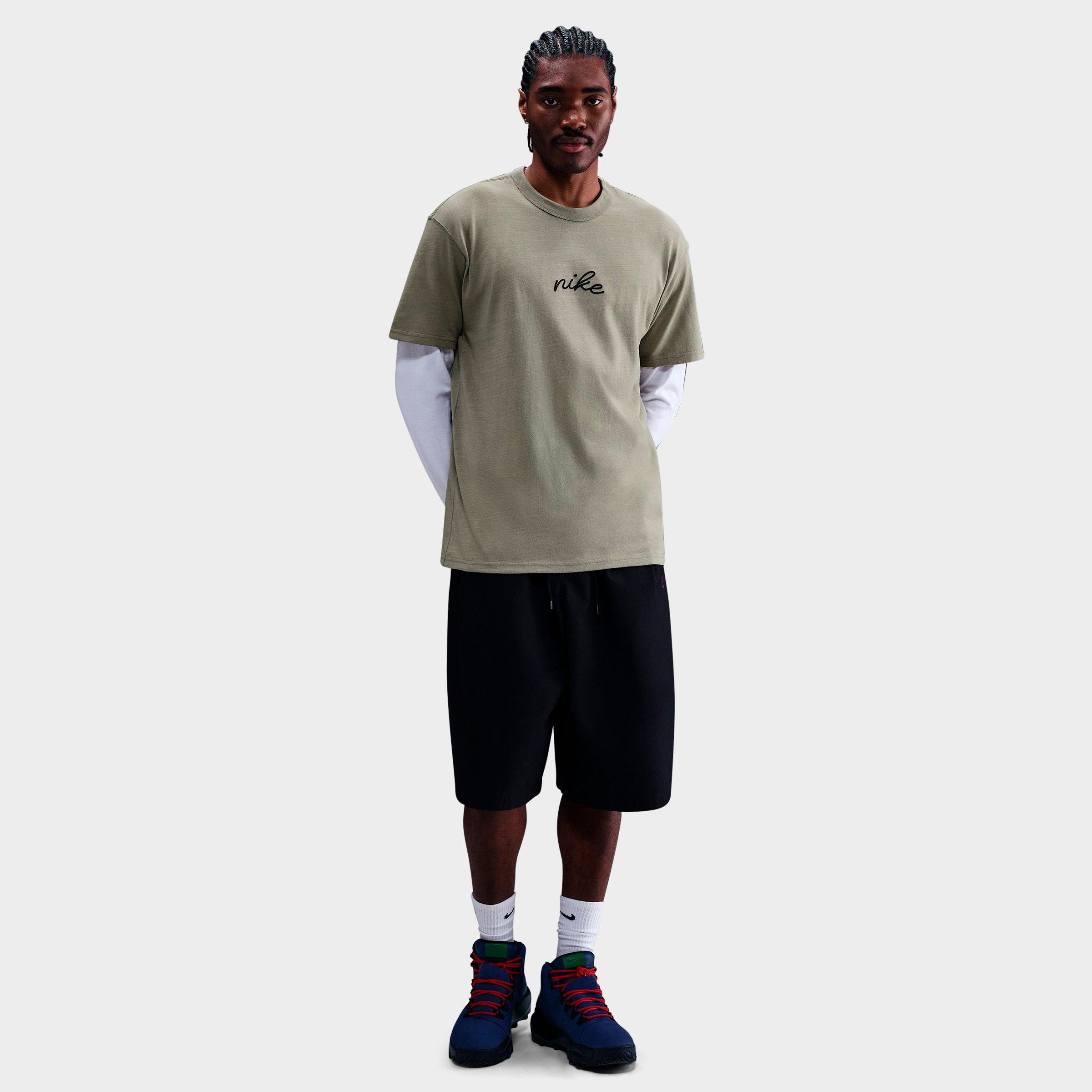 Nike Men's Sportswear Premium Essentials Script T-Shirt in Light Army Size: XS