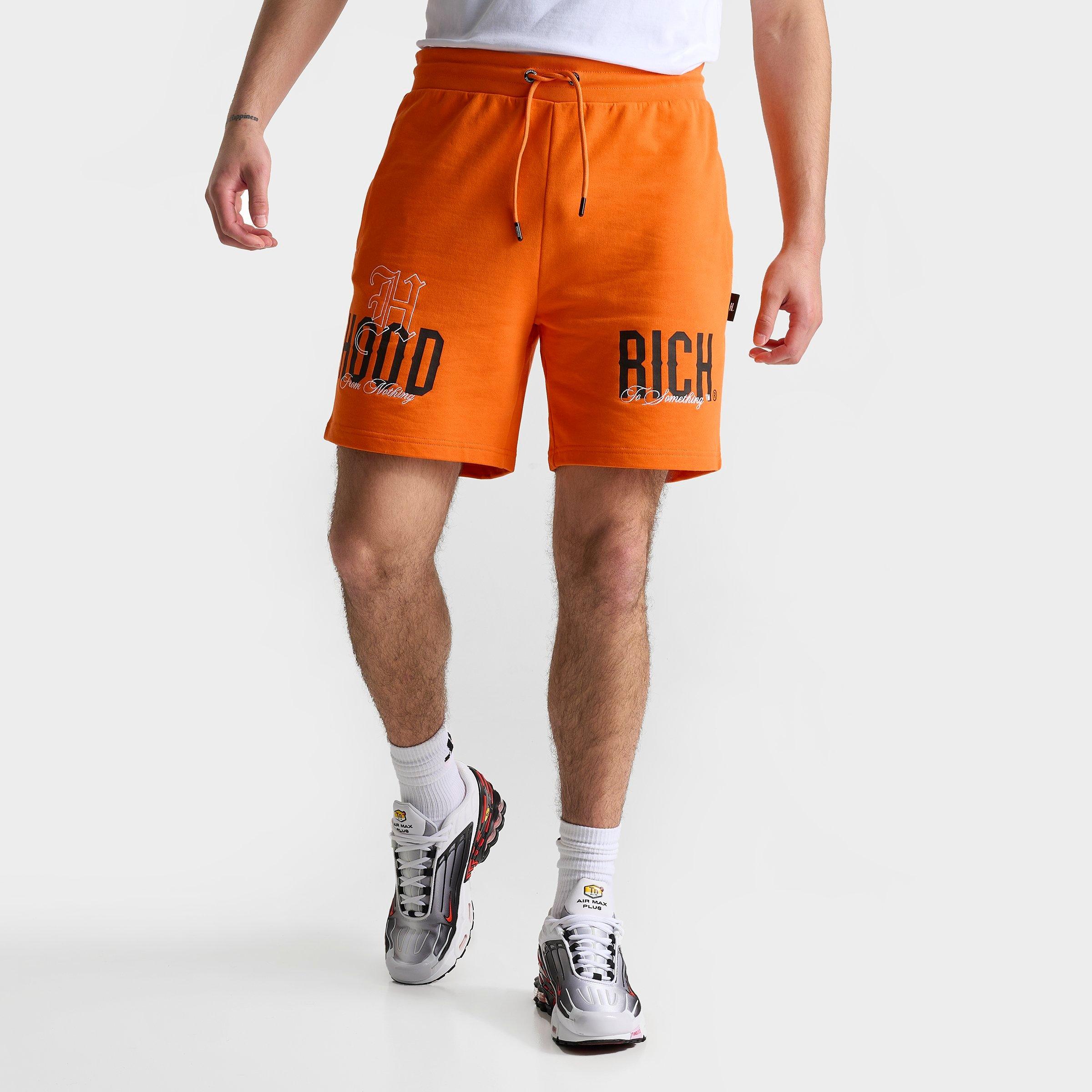 Hoodrich Men's Vici Fleece Shorts in Orange/Black/White Size: Small