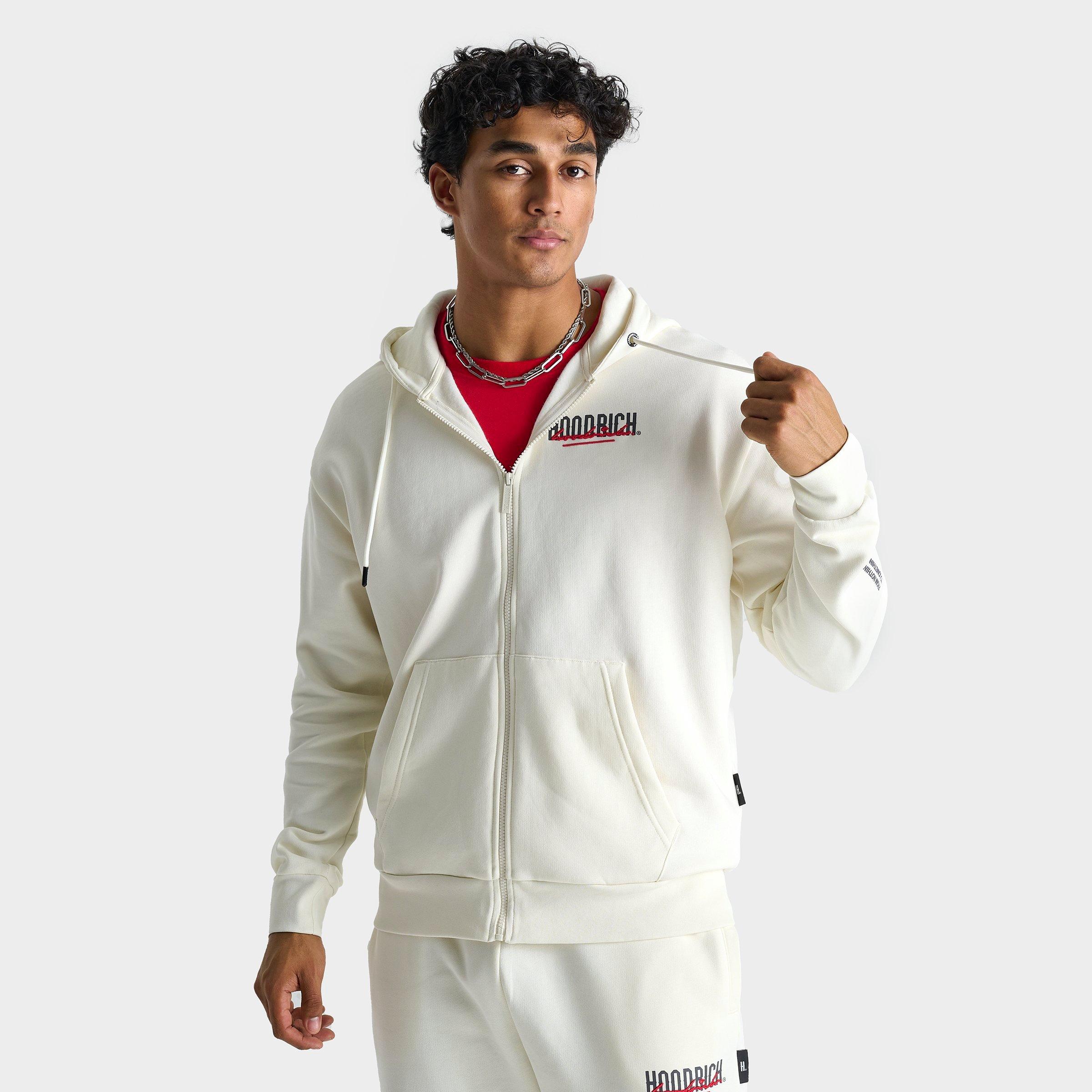 Hoodrich Men's OG Fusion Full-Zip Hoodie in White/Blanc de Blanc Size Large Cotton/Polyester/Fleece