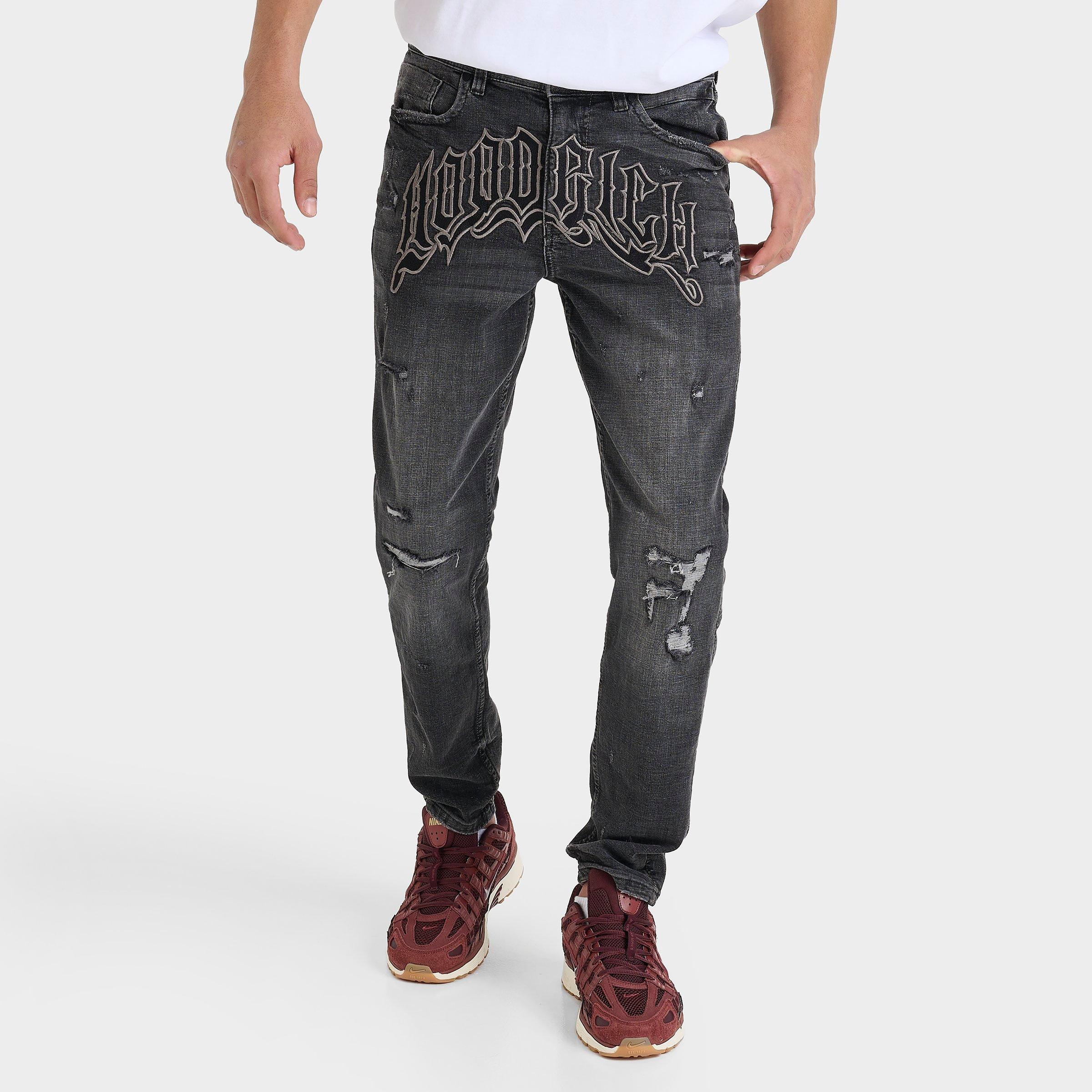 Hoodrich Men's OG Ritual Relaxed Denim Jeans in Grey/Dark Indigo Size 34 Cotton/Polyester/Denim