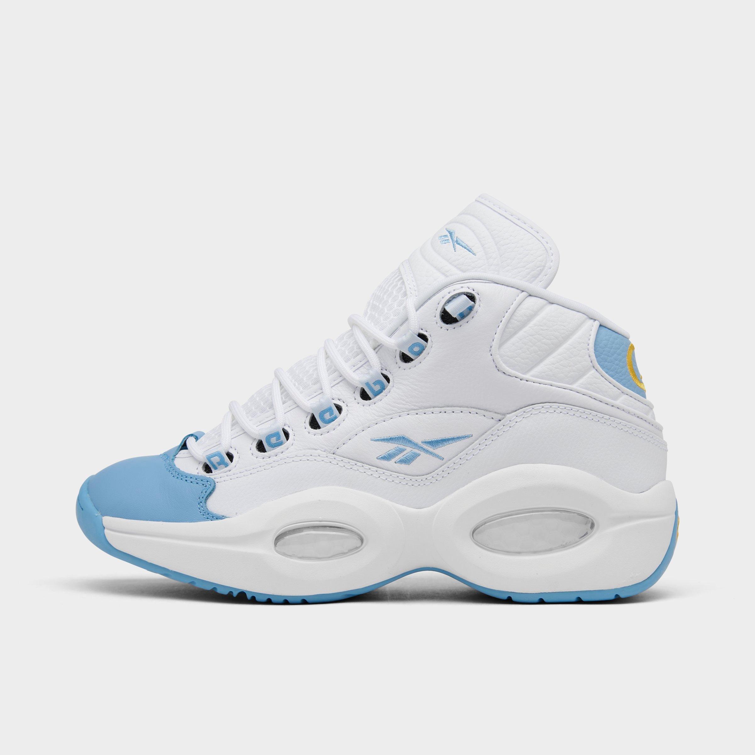 Reebok Big Kids' Question Mid Basketball Shoes In White/blue | ModeSens