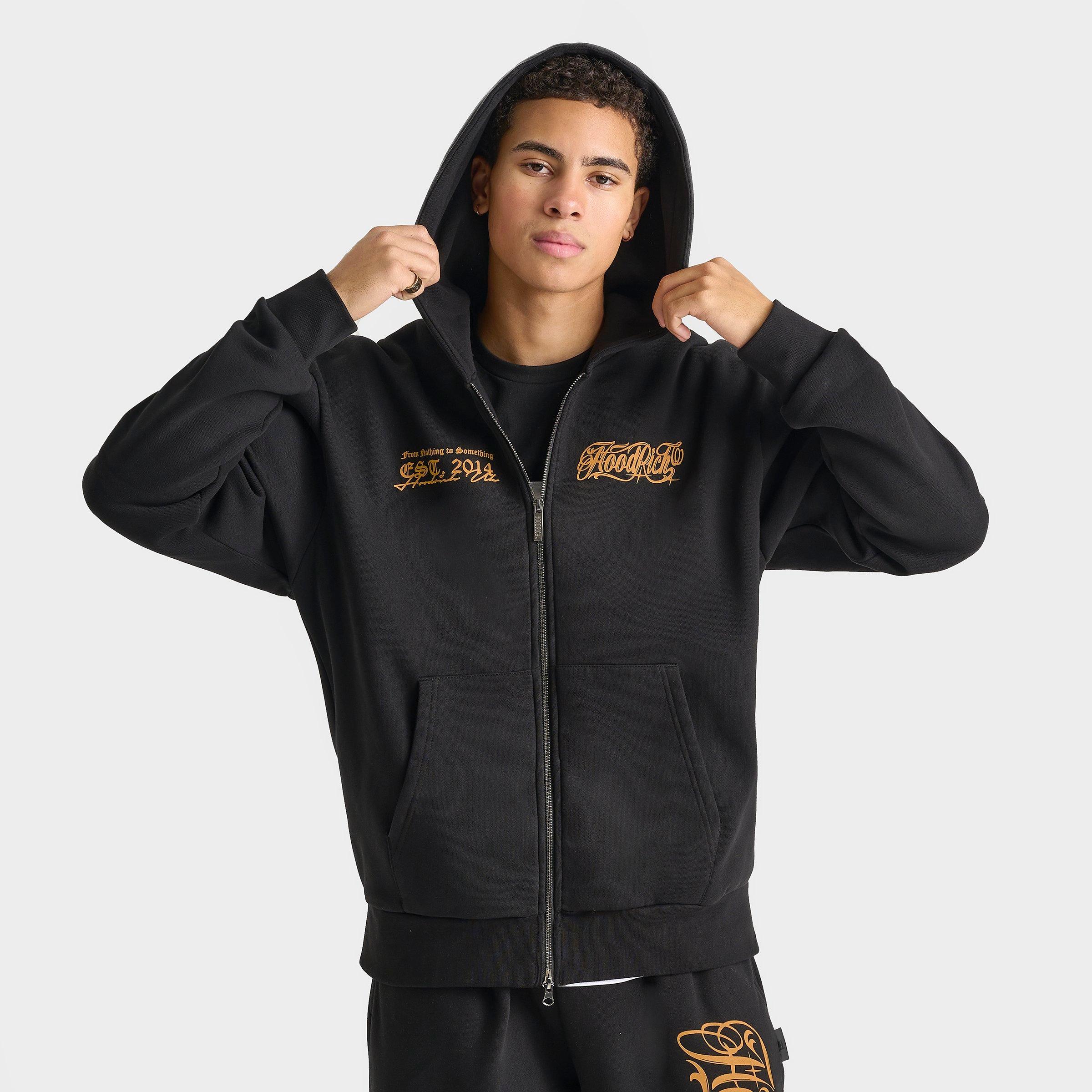 Hoodrich Men's Legacy Full-Zip Hoodie in Black/Black Size Medium 100% Cotton/Fleece