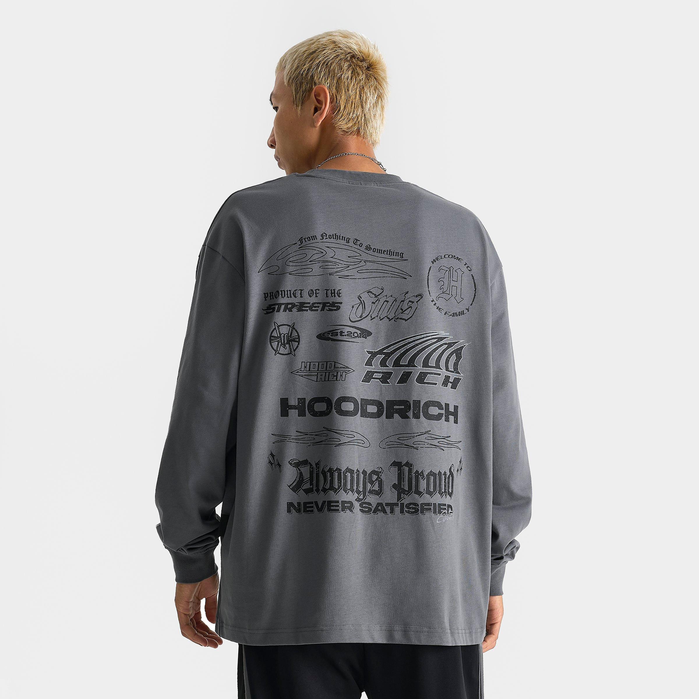 Hoodrich Men's Iron Long-Sleeve T-Shirt in Dark Grey/Black Size: Small