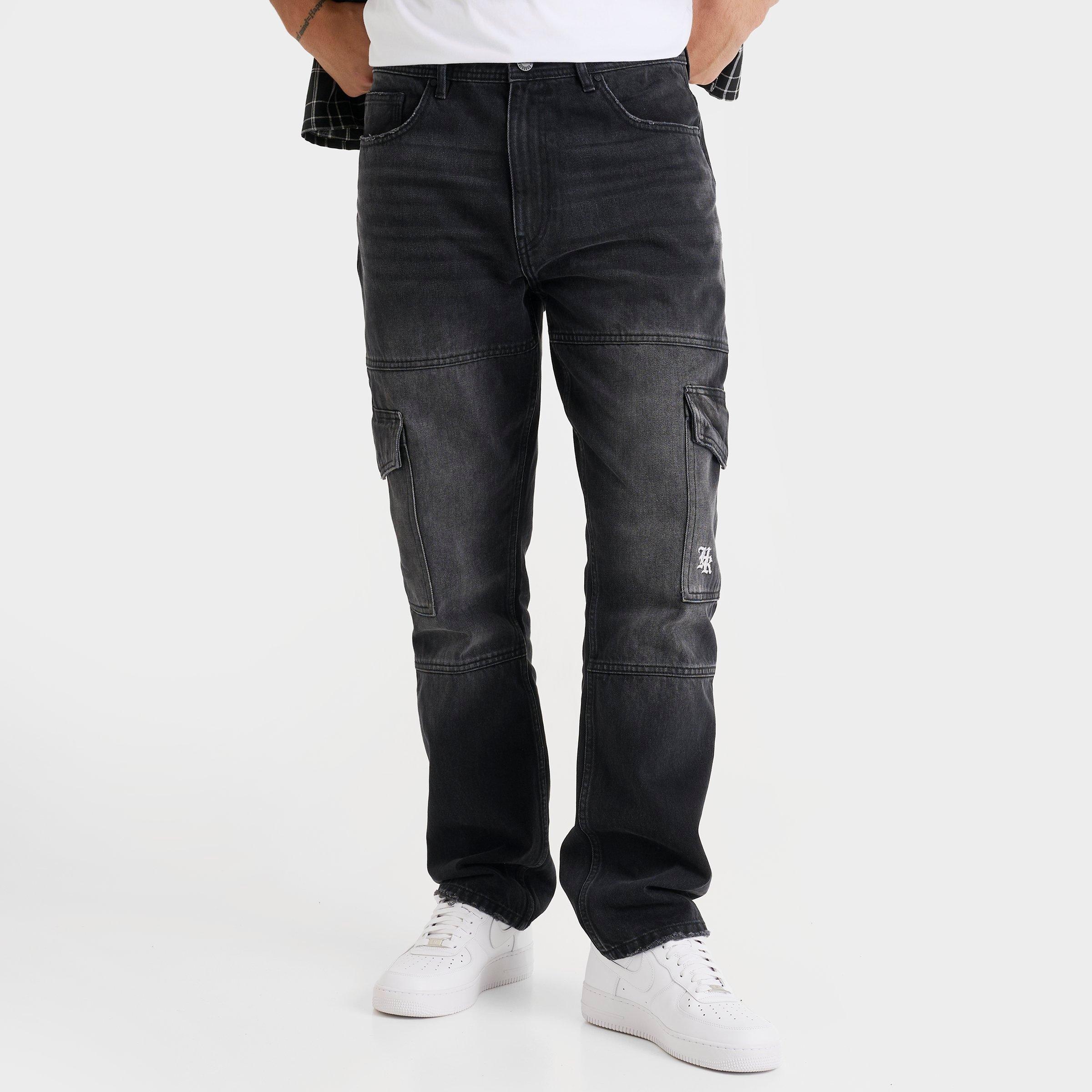 Hoodrich Men's Force Straight Loose Denim Jeans in Black Wash Size: 30