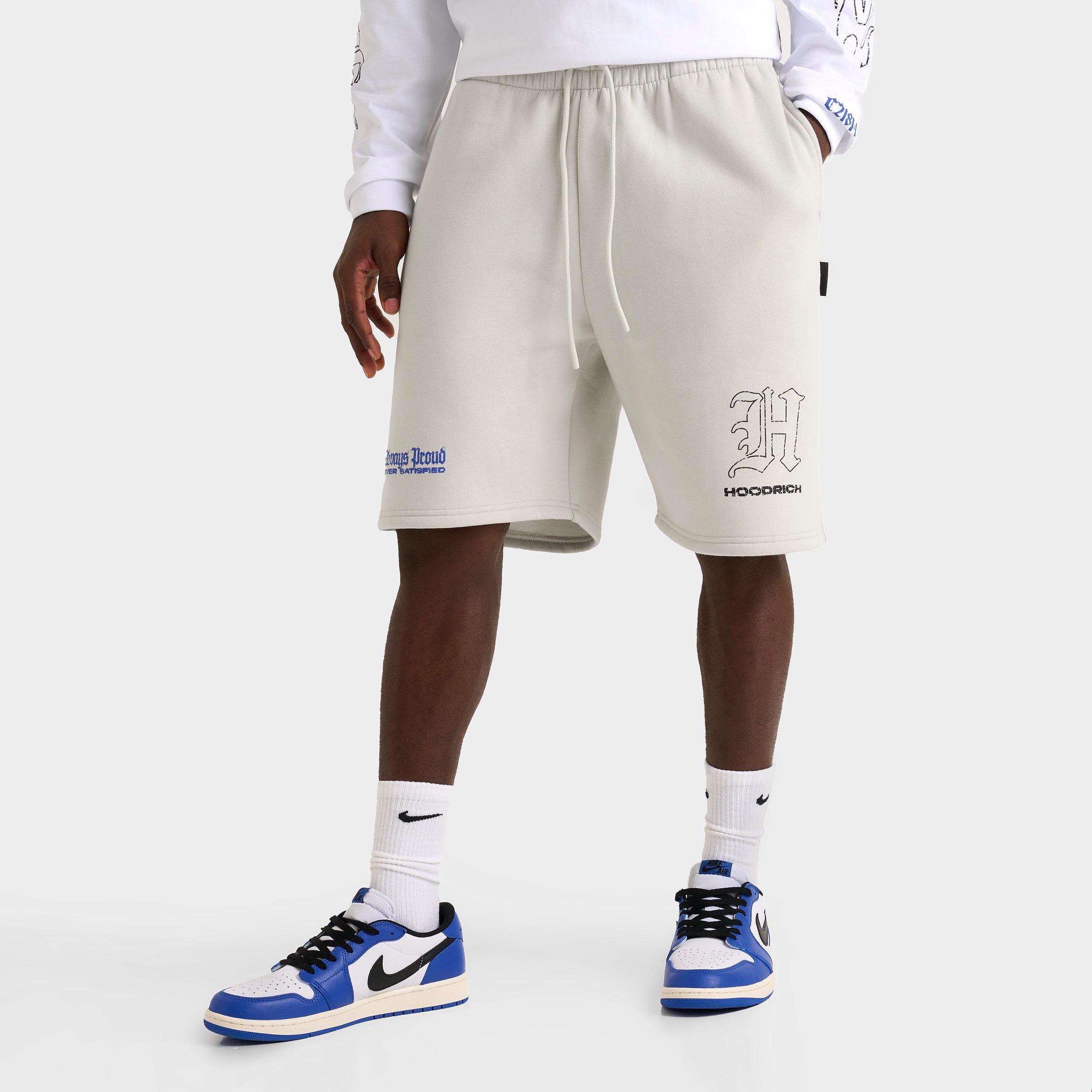 Hoodrich Men's Blaze Graphic Fleece Shorts in Heather Grey/Black/Blue Size: Small
