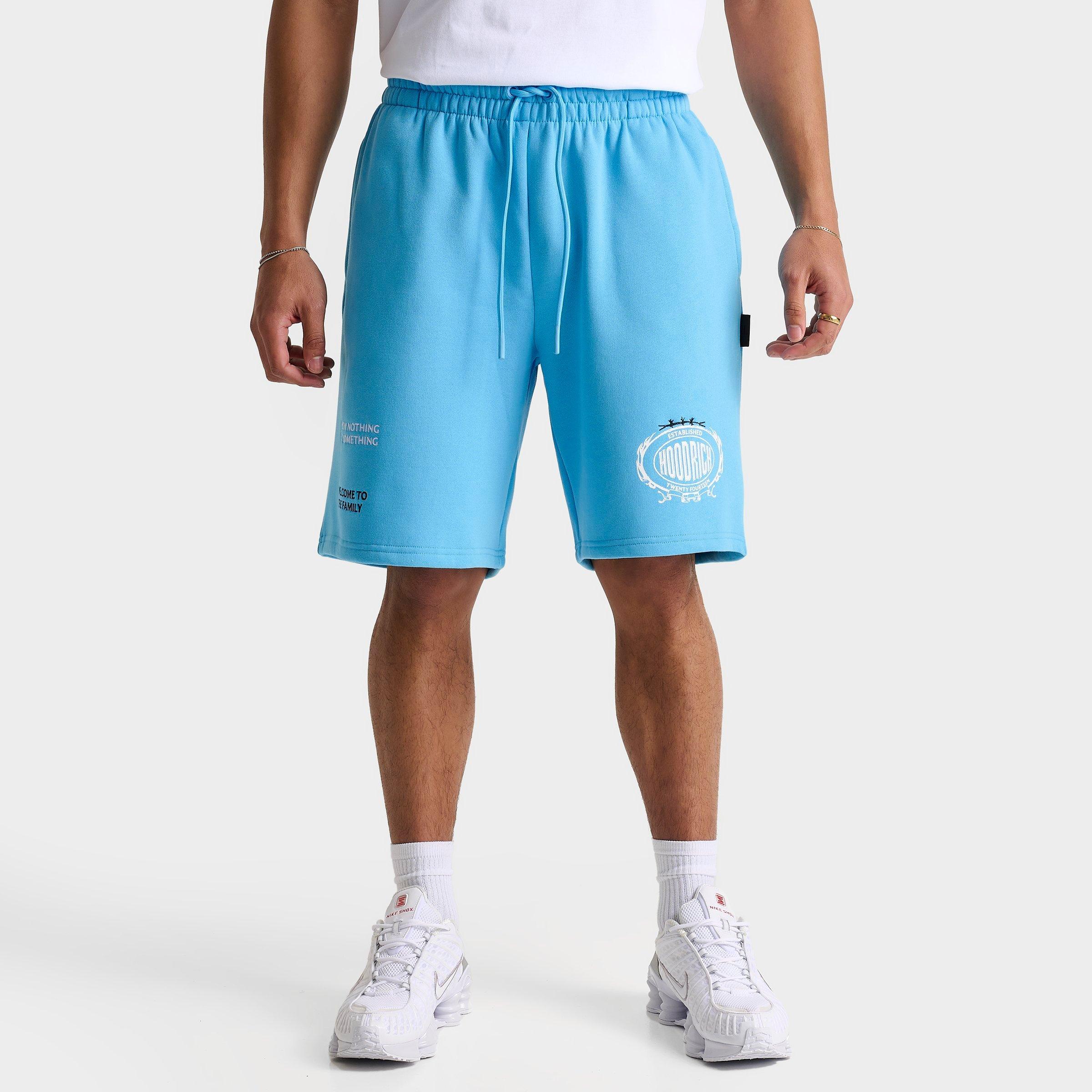 Hoodrich Men's Noir Loose Fleece Shorts in Blue/White/Black Size: Small