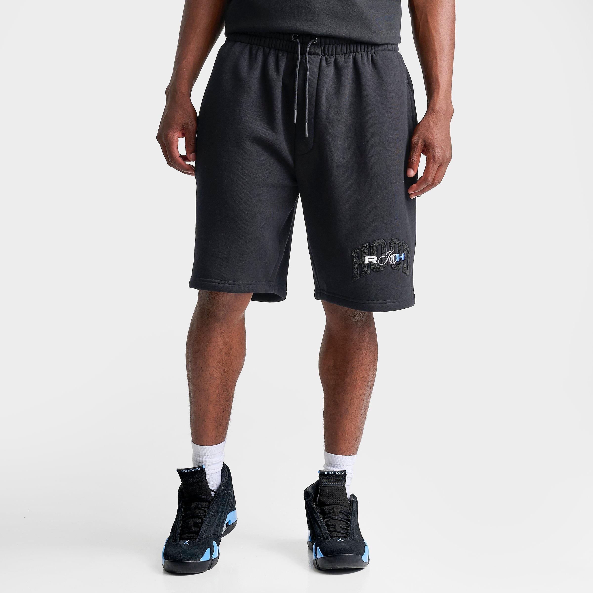 Hoodrich Men's Merit Oversized Fleece Shorts in Black/Palace Blue Size: Small