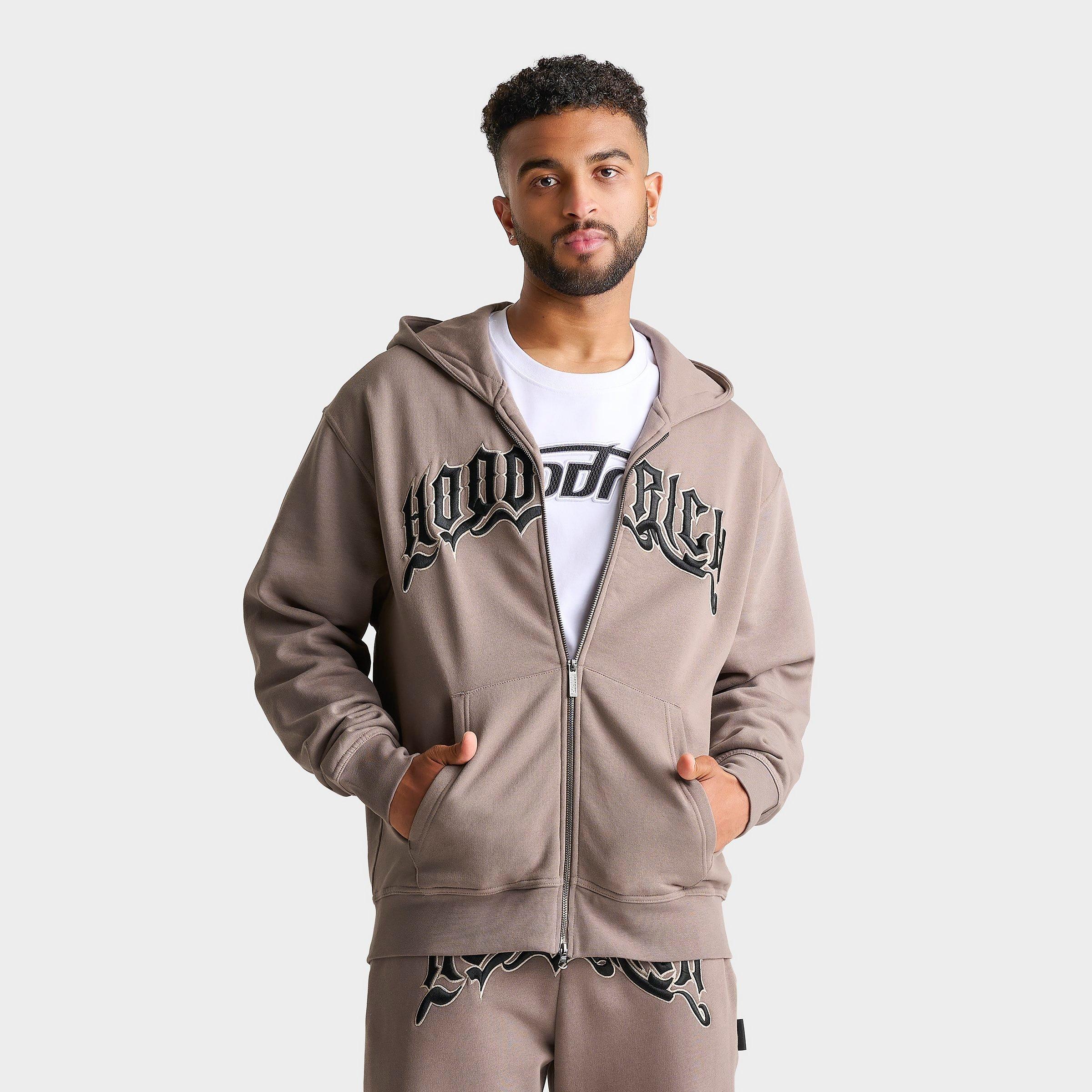 Hoodrich Men's OG Ritual Full-Zip Hoodie in Driftwood/Black Size: Medium