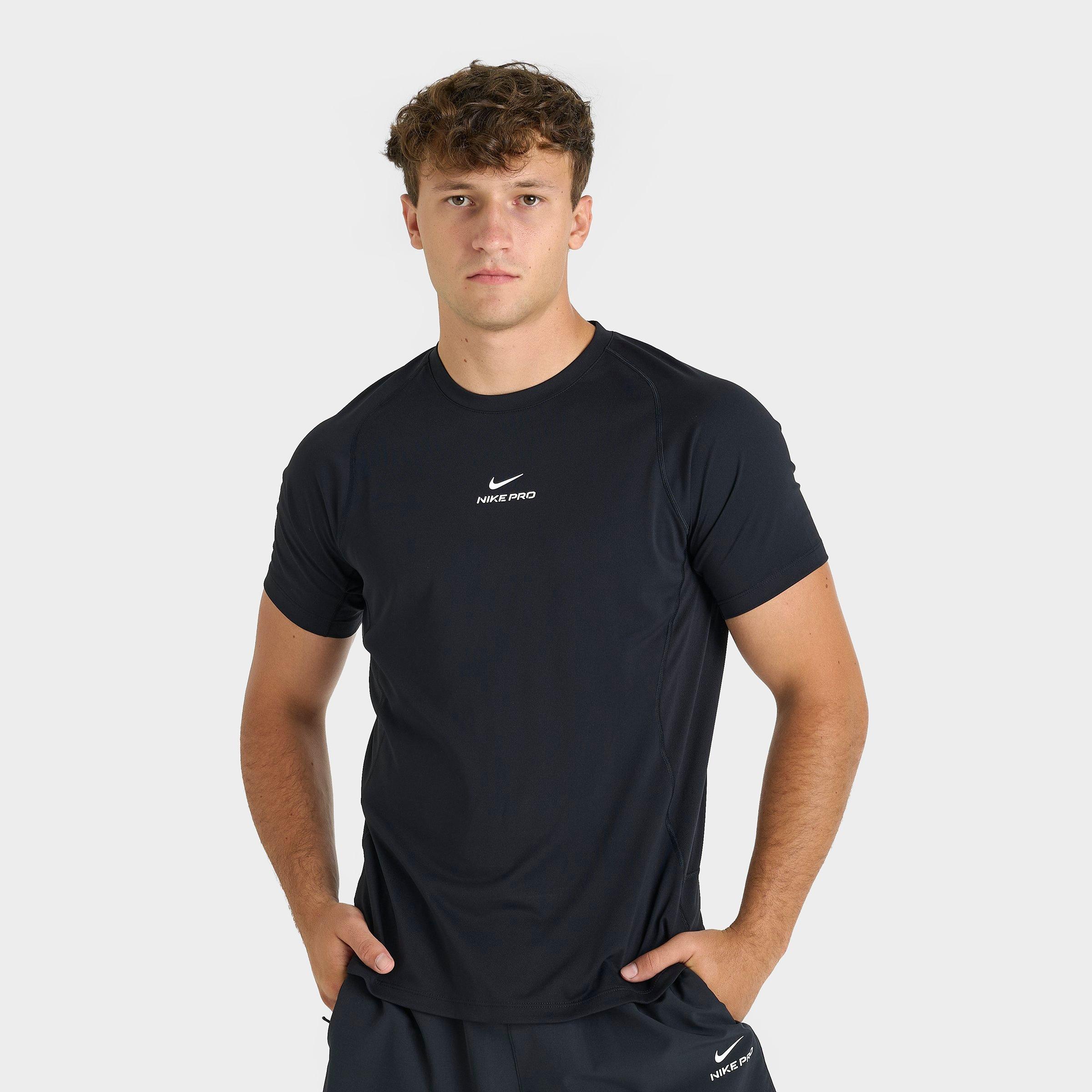 Nike Men's Pro Dri-FIT Short-Sleeve Training Top in Black/White Size: Small