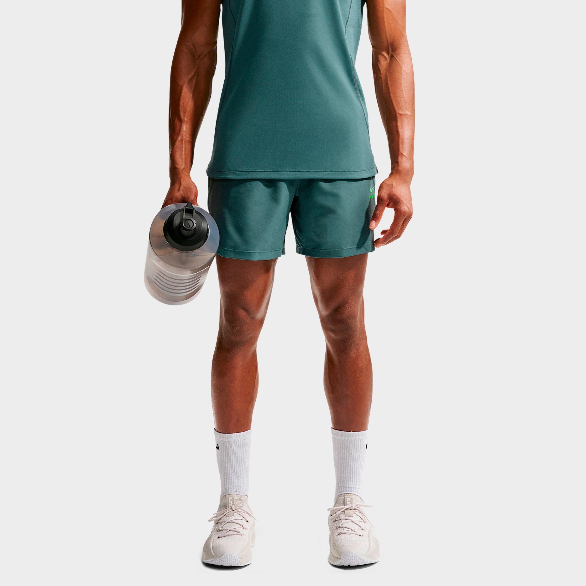 Nike Men's Pro Dri-FIT 6" Training Shorts in Mineral Slate/Green Strike Size: XL Tall