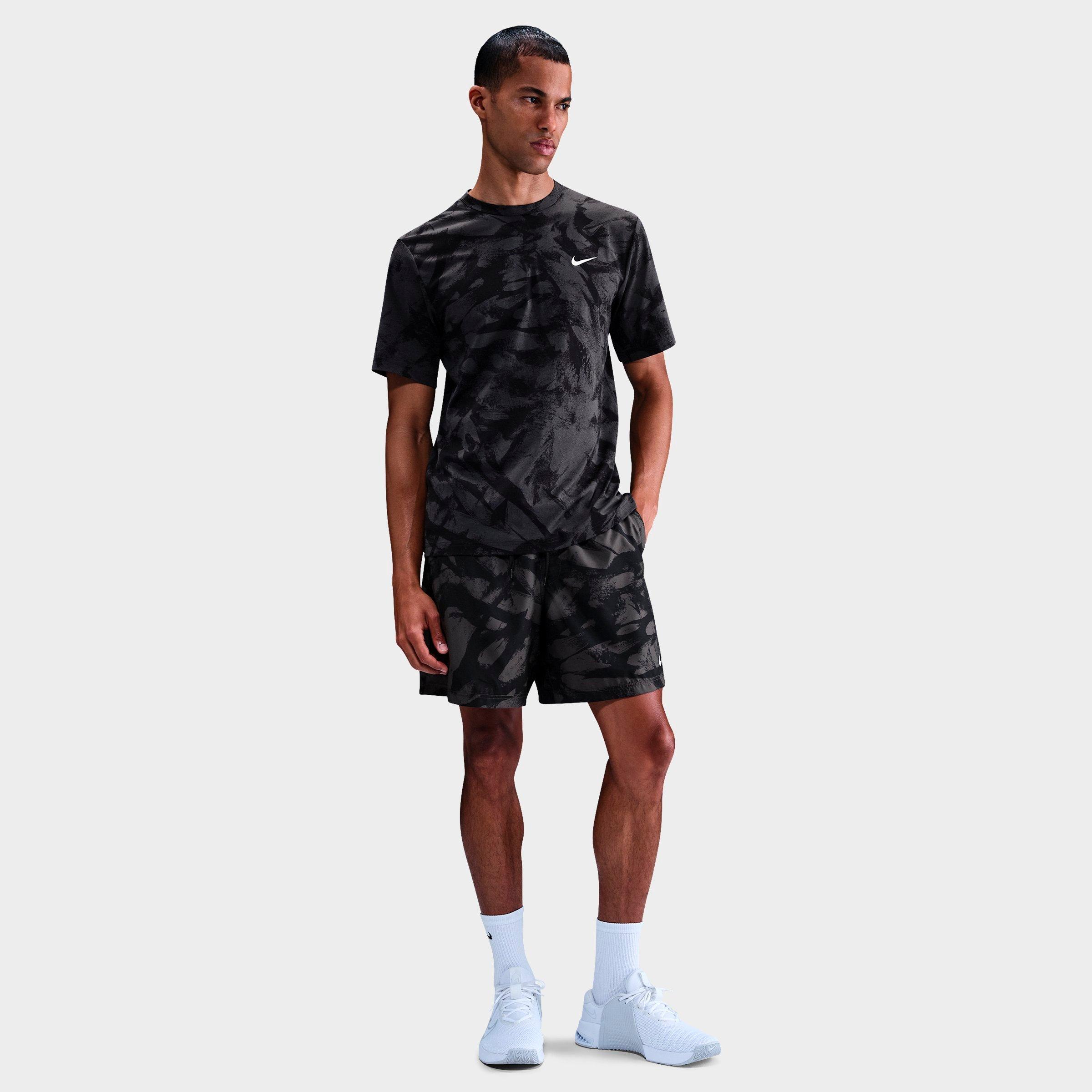 Nike Men's Form Dri-FIT Graphic Print Unlined 7" Versatile Shorts in Anthracite/White Size: Small