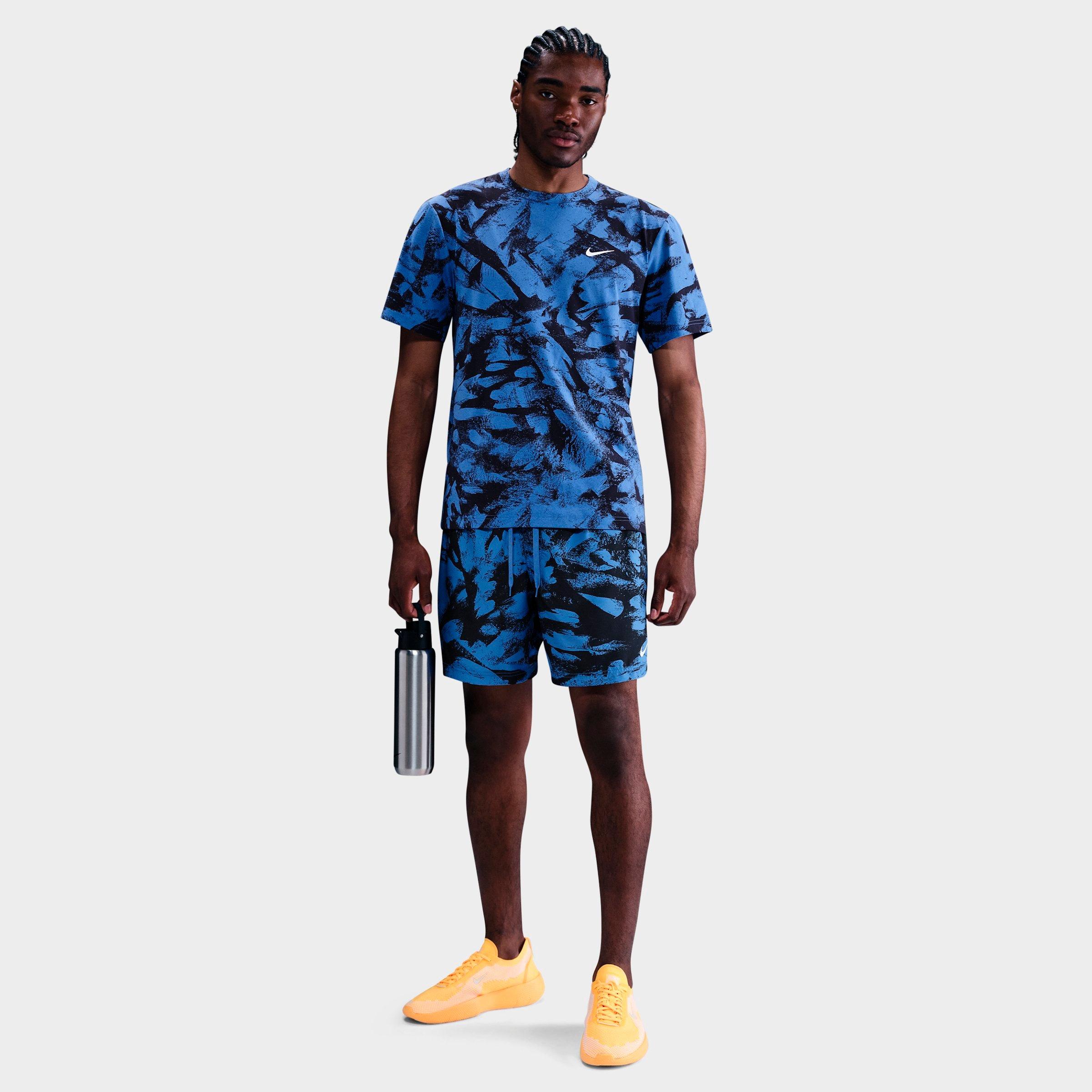 Nike Men's Form Dri-FIT Graphic Print Unlined 7" Versatile Shorts in Comet Blue/White Size: Small