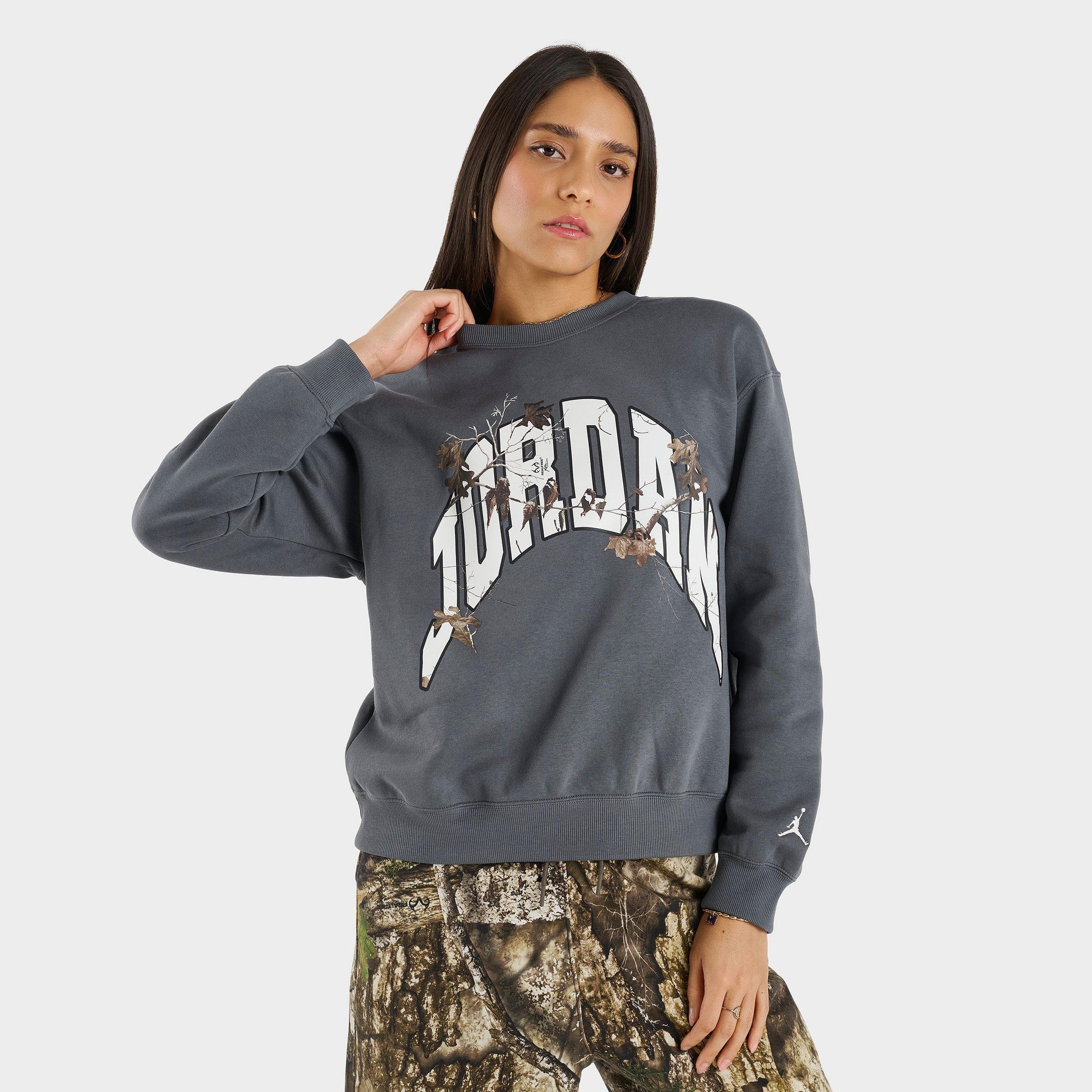 Jordan X Realtree Brooklyn Fleece Graphic Crewneck Sweatshirt In Gray