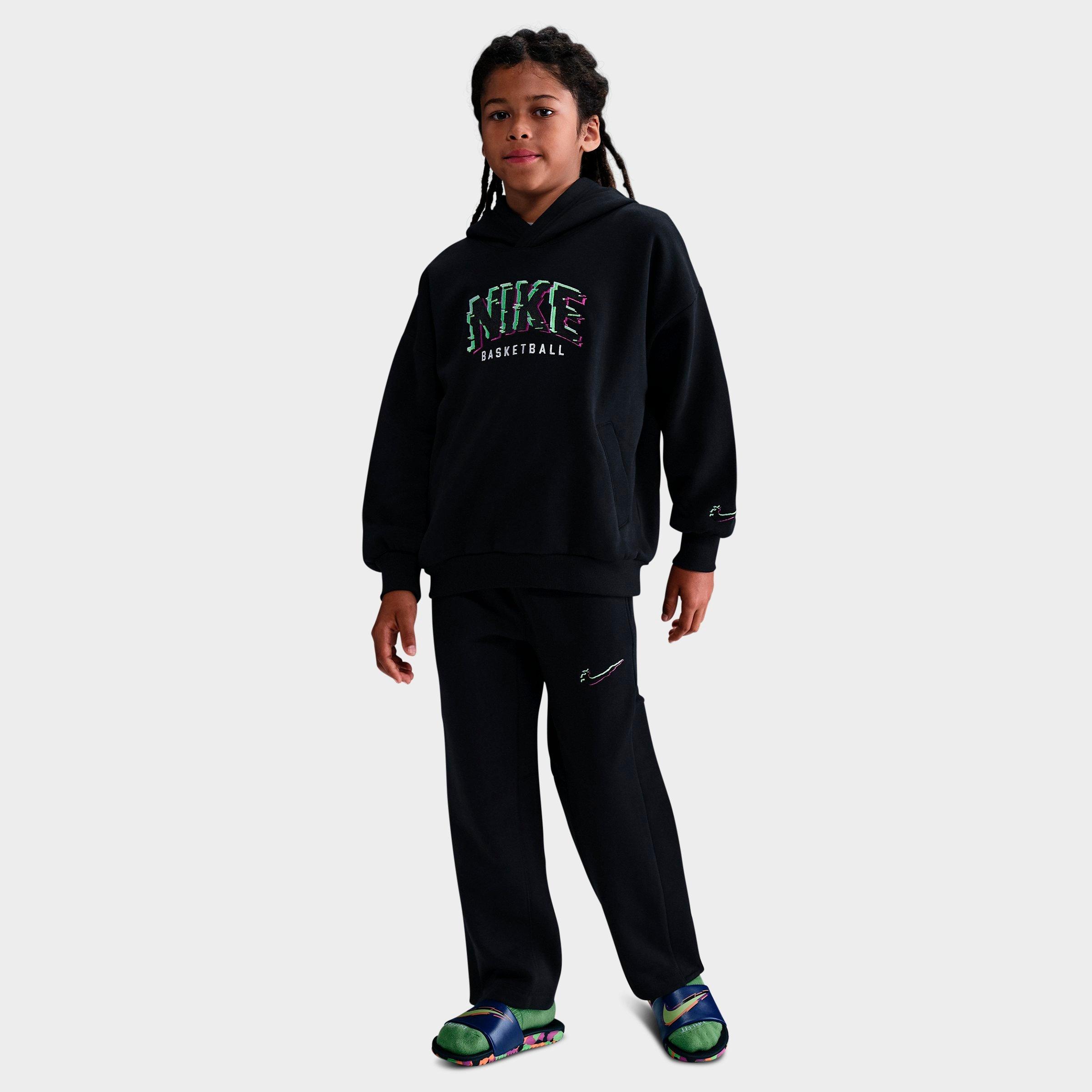 Nike Big Kids Culture of Basketball Glitch Fleece Pants in Black/Green Strike/Black Size: XS