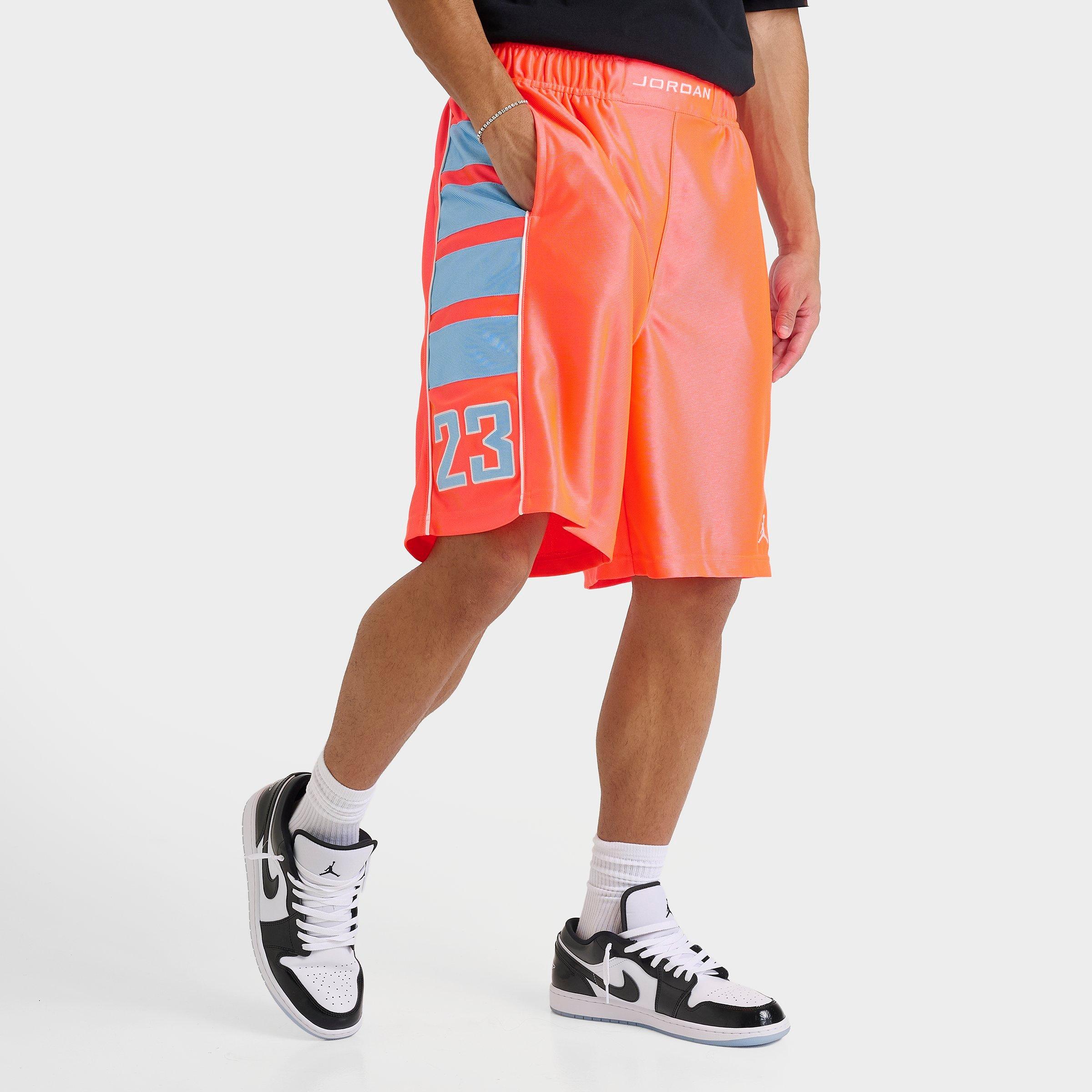 Jordan Men's Brooklyn Cat Scratch Basketball Shorts in Hot Lava/Blue Chill/Sail Size: Small
