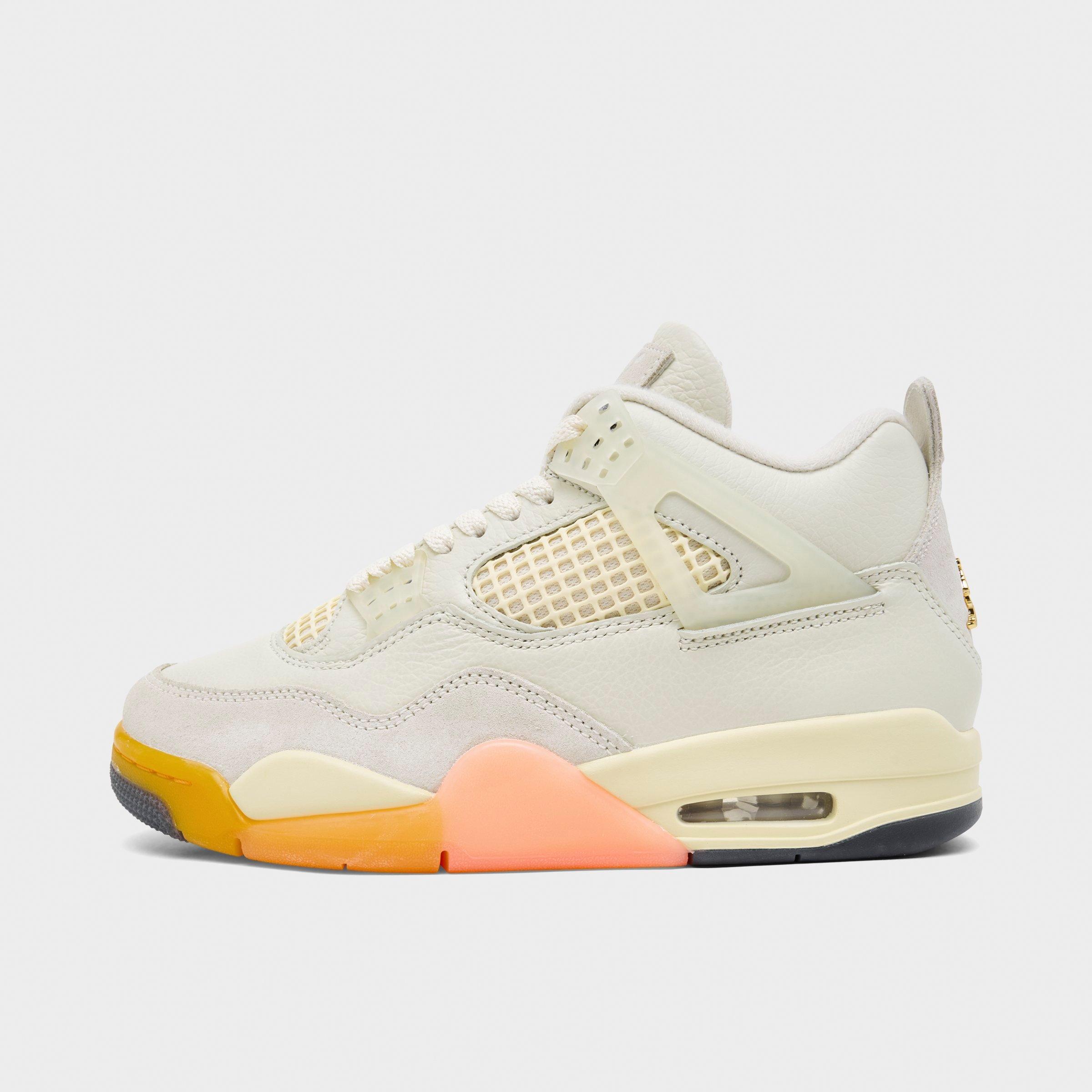 Jordan Women's Air Retro 4 Casual Shoes in Coconut Milk/Bright Mango/Bright Mango Size: 12.0