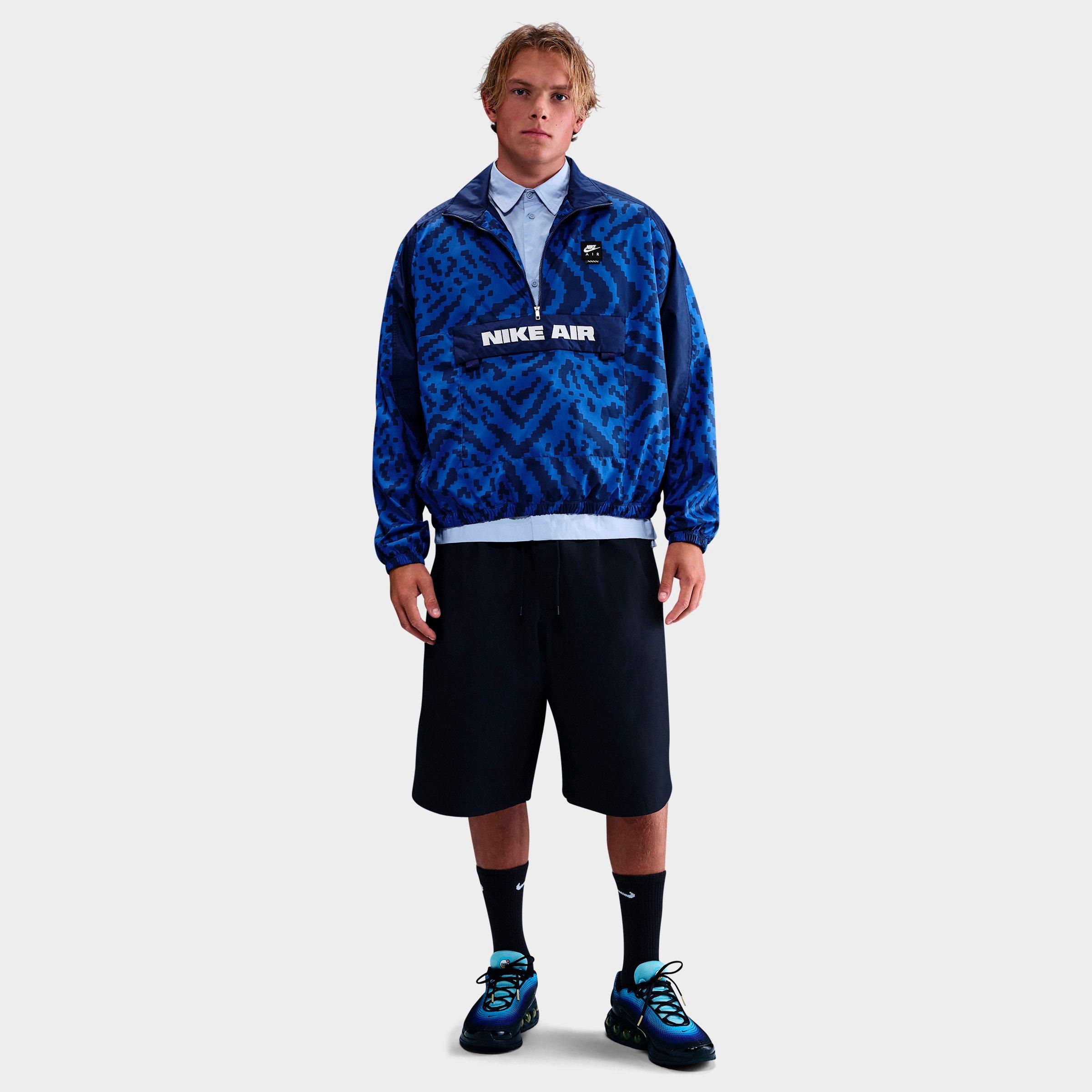 Nike Men's Air Oversized Half-Zip Woven Jacket in Game Royal/Blue Void/Black Size: XS