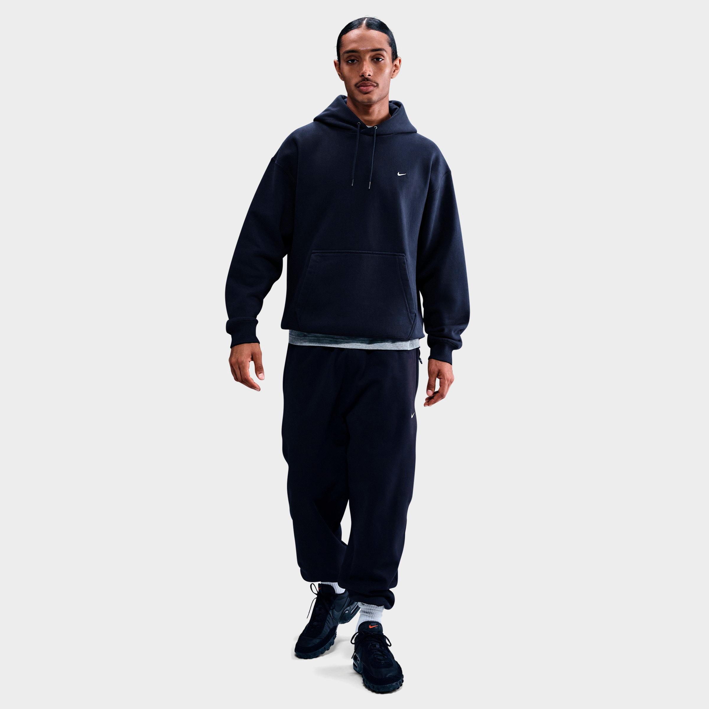 Nike Men's Solo Swoosh Campus Fleece Pullover Hoodie in Obsidian/White Size: XS