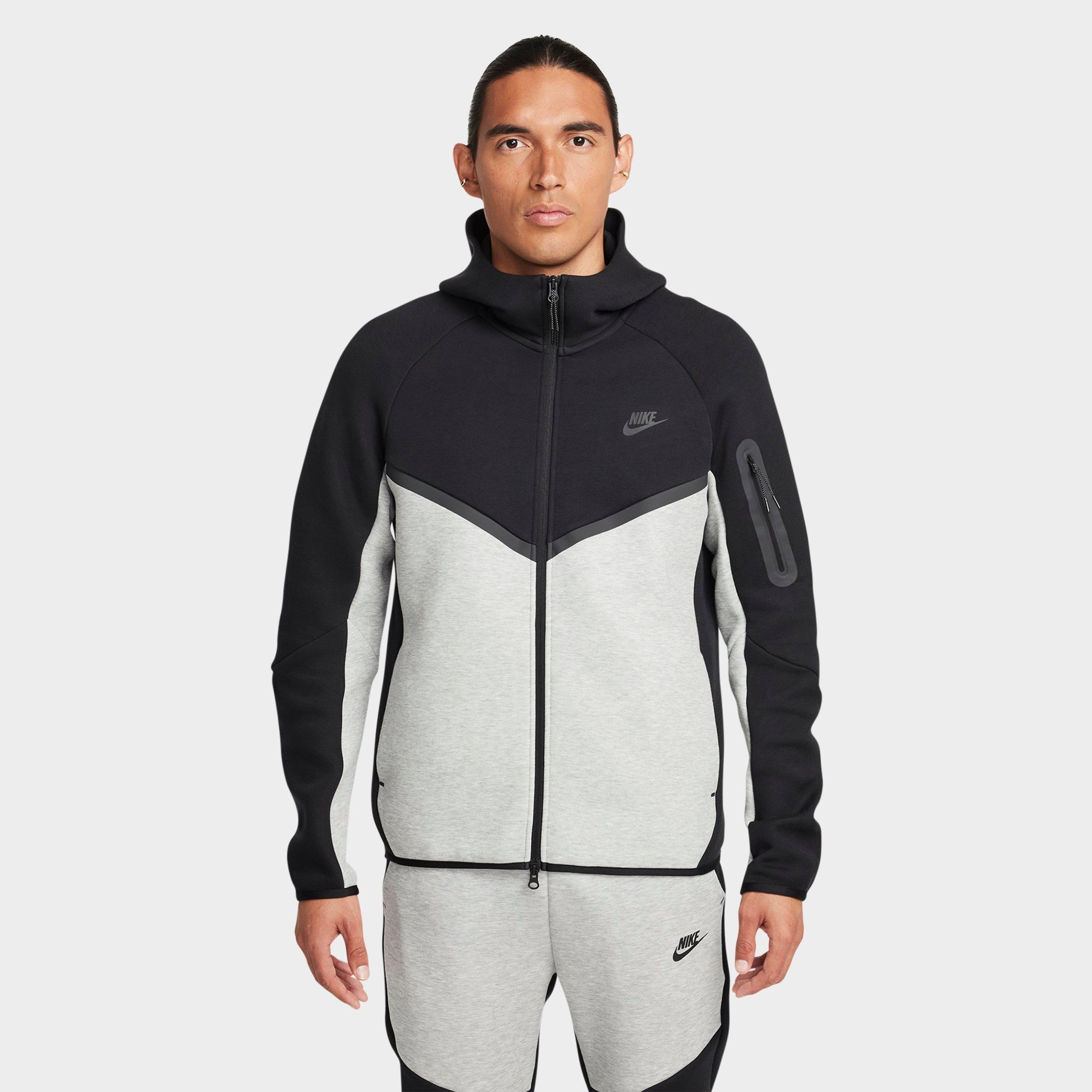 Nike Men's Tech Full-Zip Fleece Windrunner Hoodie in Black/Black Size 2XL Cotton/Polyester/Fleece