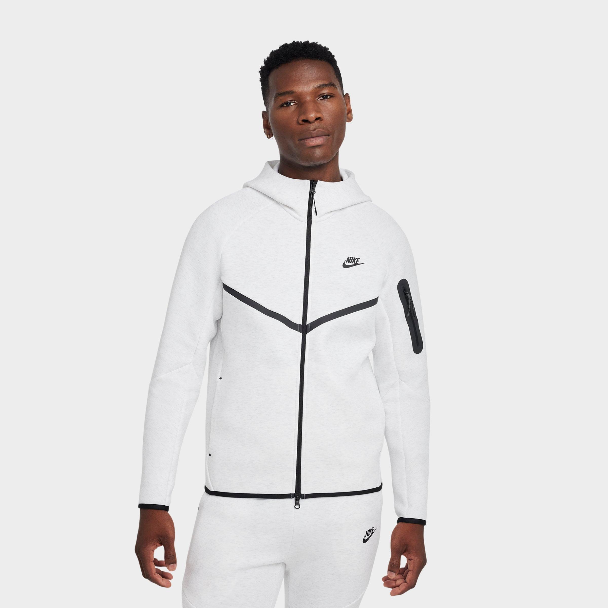 Shop Nike Men's Tech Full-zip Fleece Windrunner Hoodie In Birch Heather/black