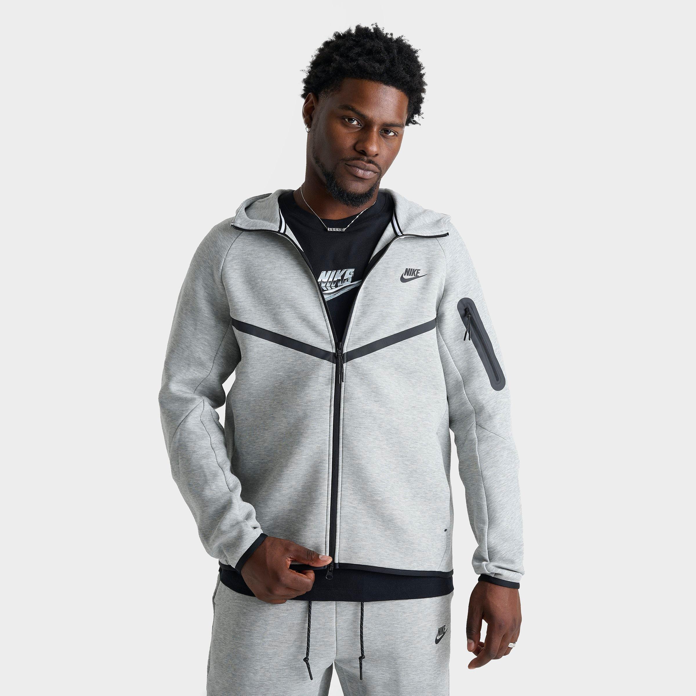 Nike Men's Tech Full-Zip Fleece Windrunner Hoodie in Grey/Dark Grey Heather Size XLT Cotton/Polyester/Fleece