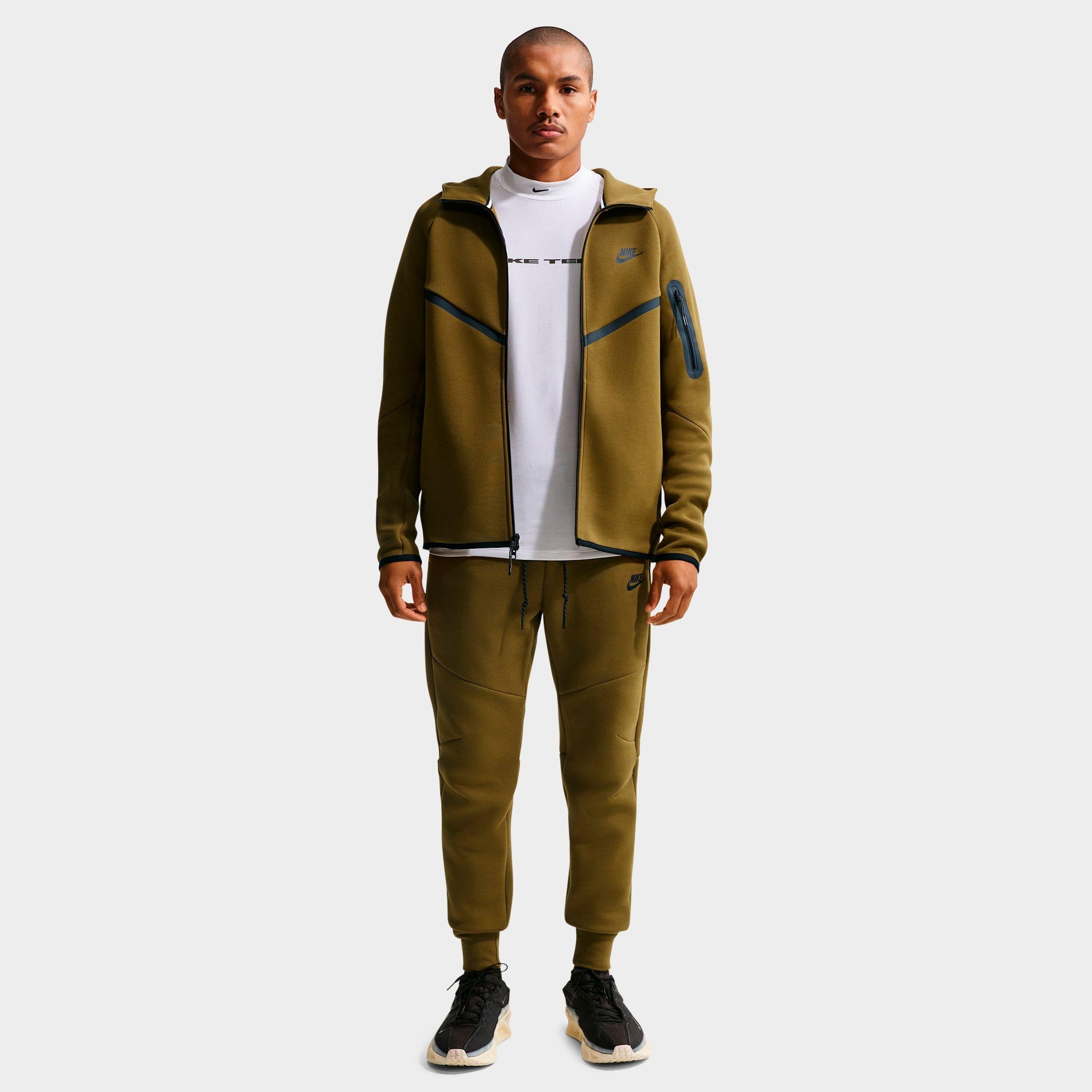 Nike Men's Tech Fleece Windrunner Full-Zip Hoodie in Olive Flak/Black Size: XS