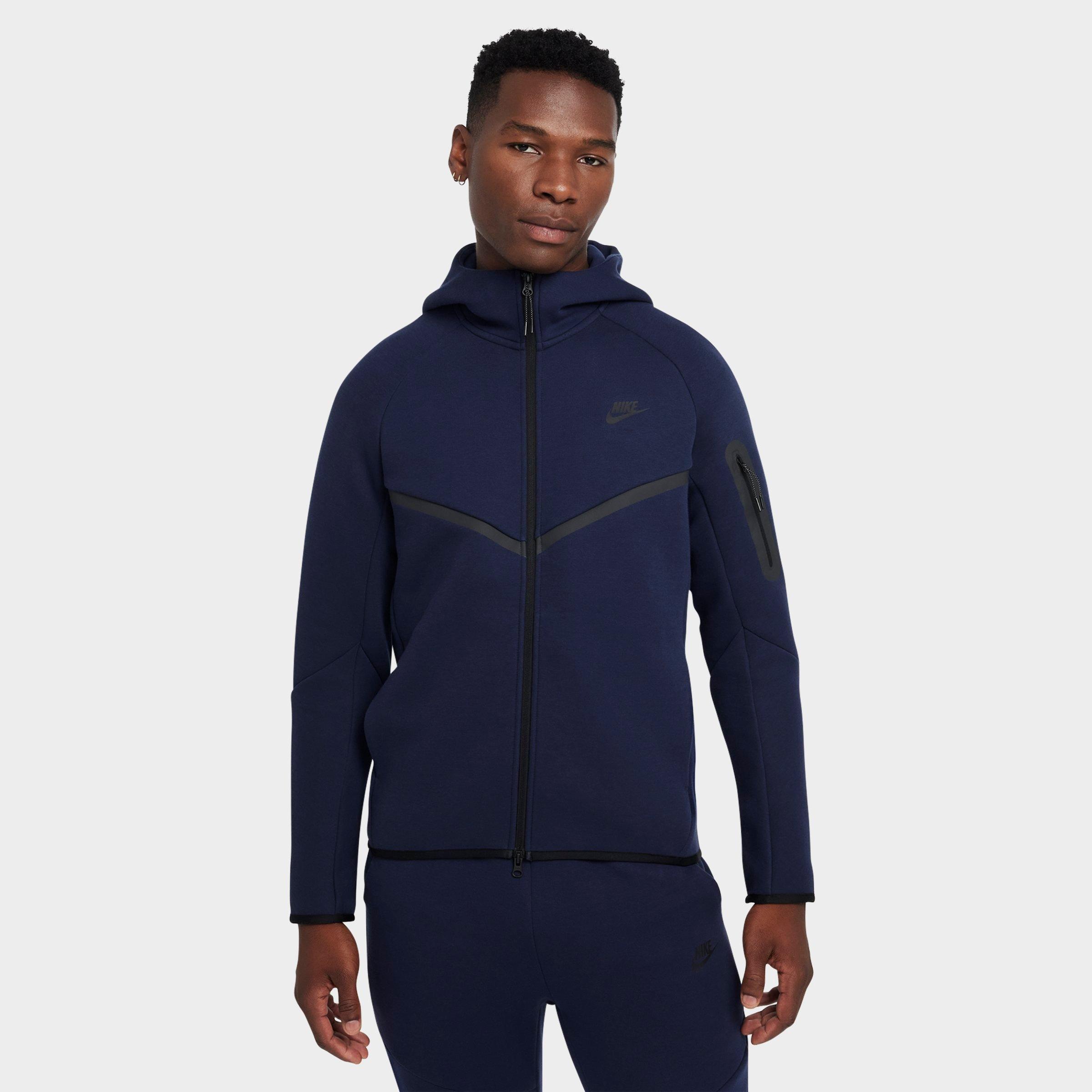Nike Men's Tech Full-Zip Fleece Windrunner Hoodie in Blue/Obsidian Size Large Cotton/Polyester/Fleece