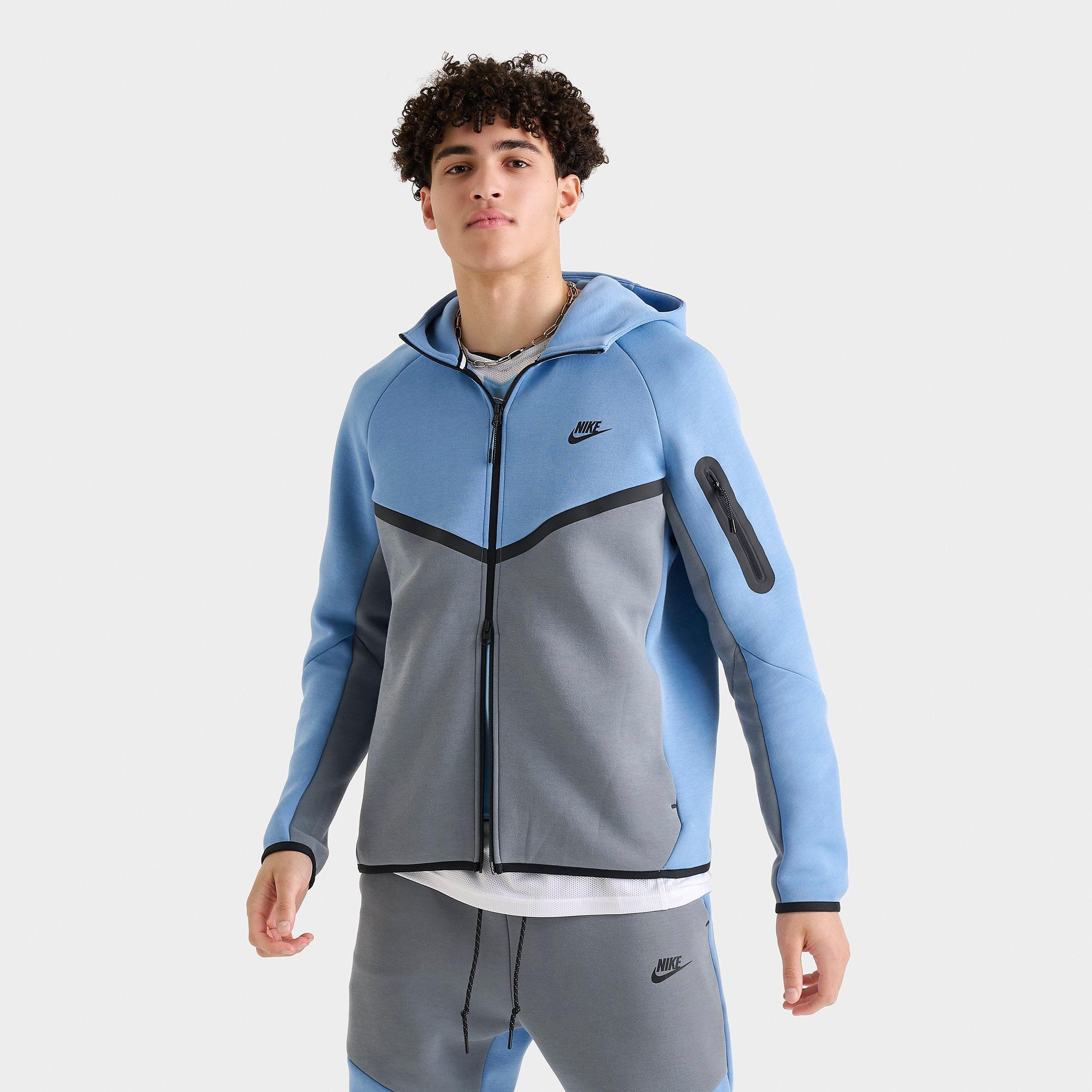 Nike Men's Tech Fleece Windrunner Full-Zip Hoodie in Work Blue/Cool Grey/Black Size: XS