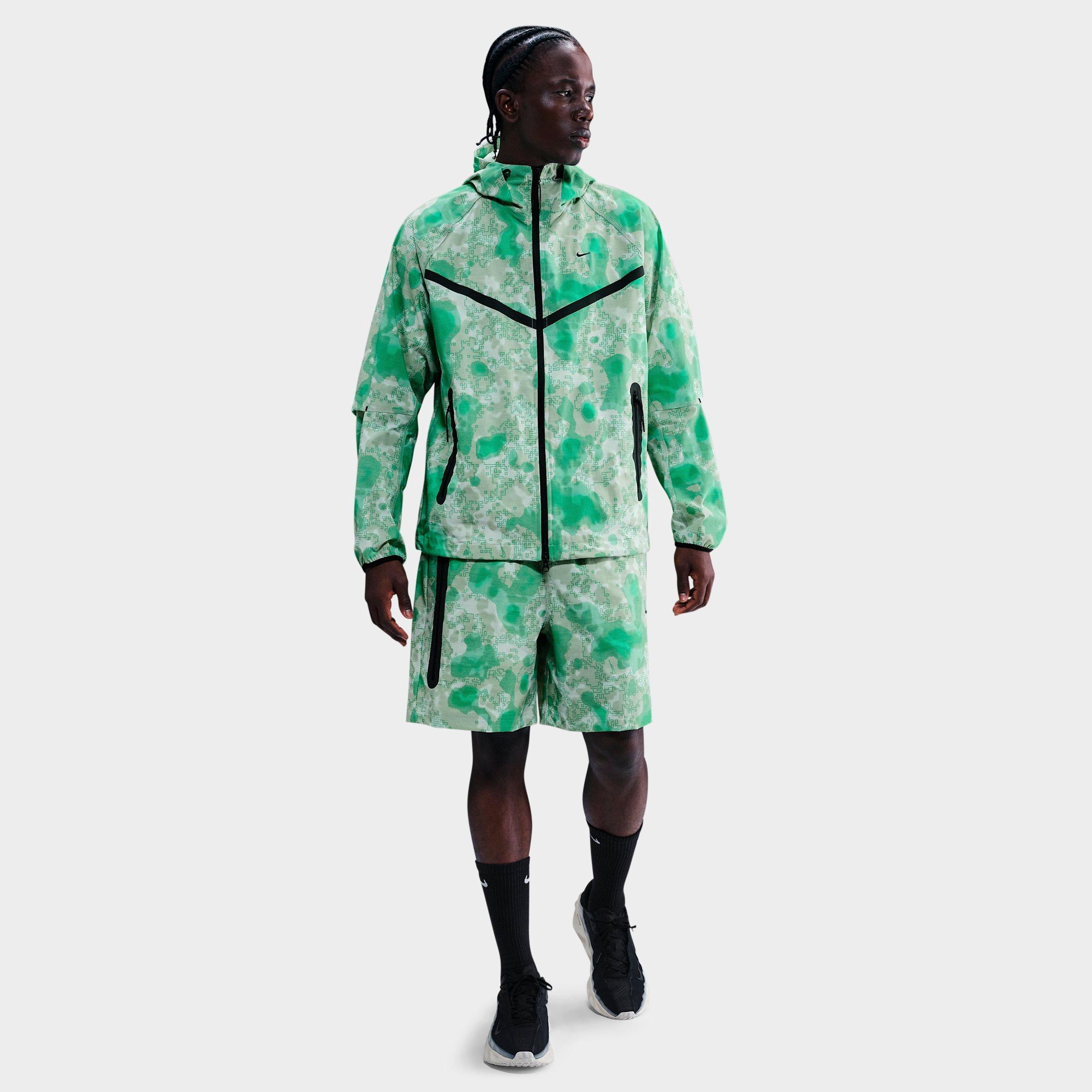 Nike Men's Tech Dri-FIT Woven Camo Windrunner Oversized Full-Zip Jacket in Light Silver/Black Size: XS