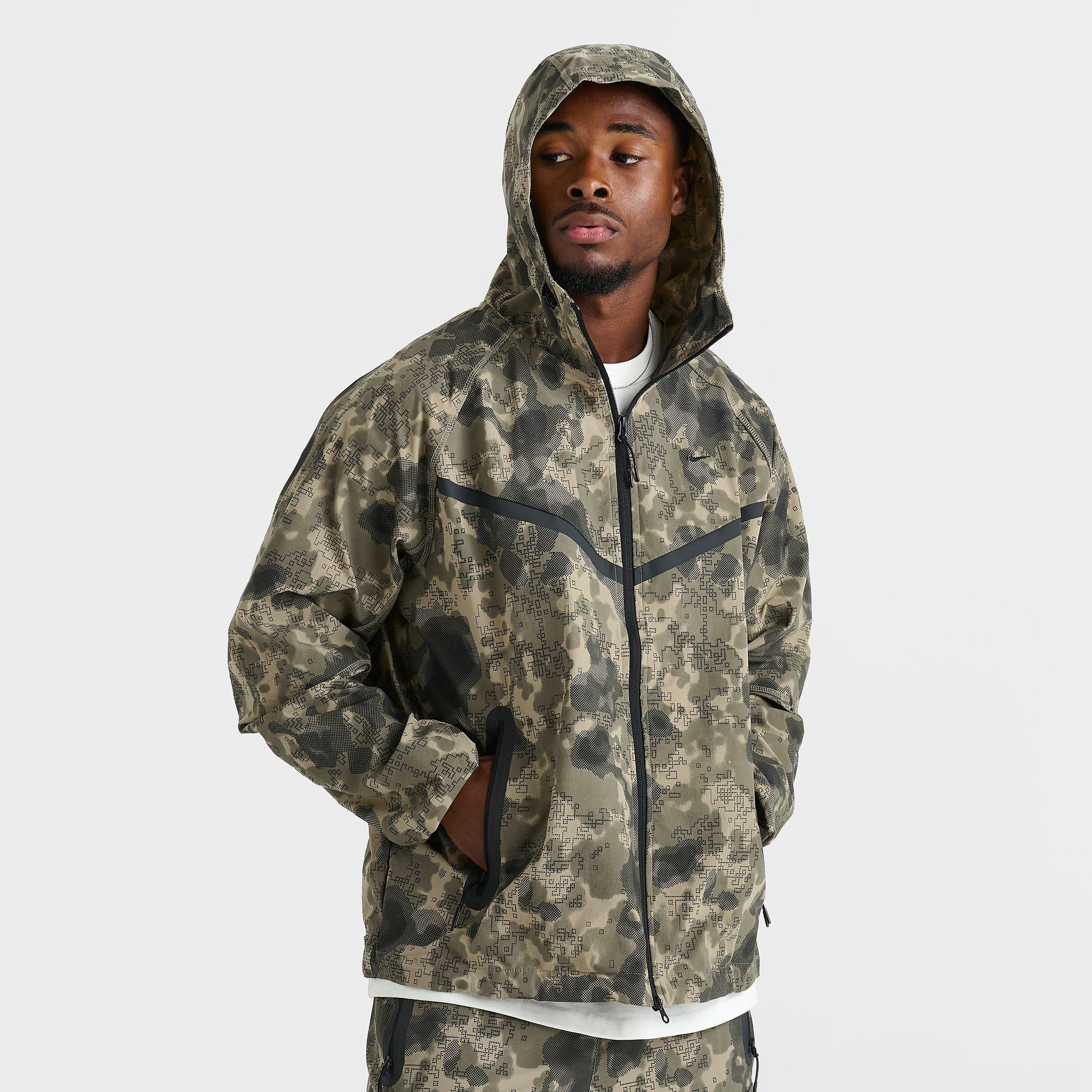 Nike Men's Tech Dri-FIT Woven Camo Windrunner Oversized Full-Zip Jacket in Neutral Olive/Black Size: XS