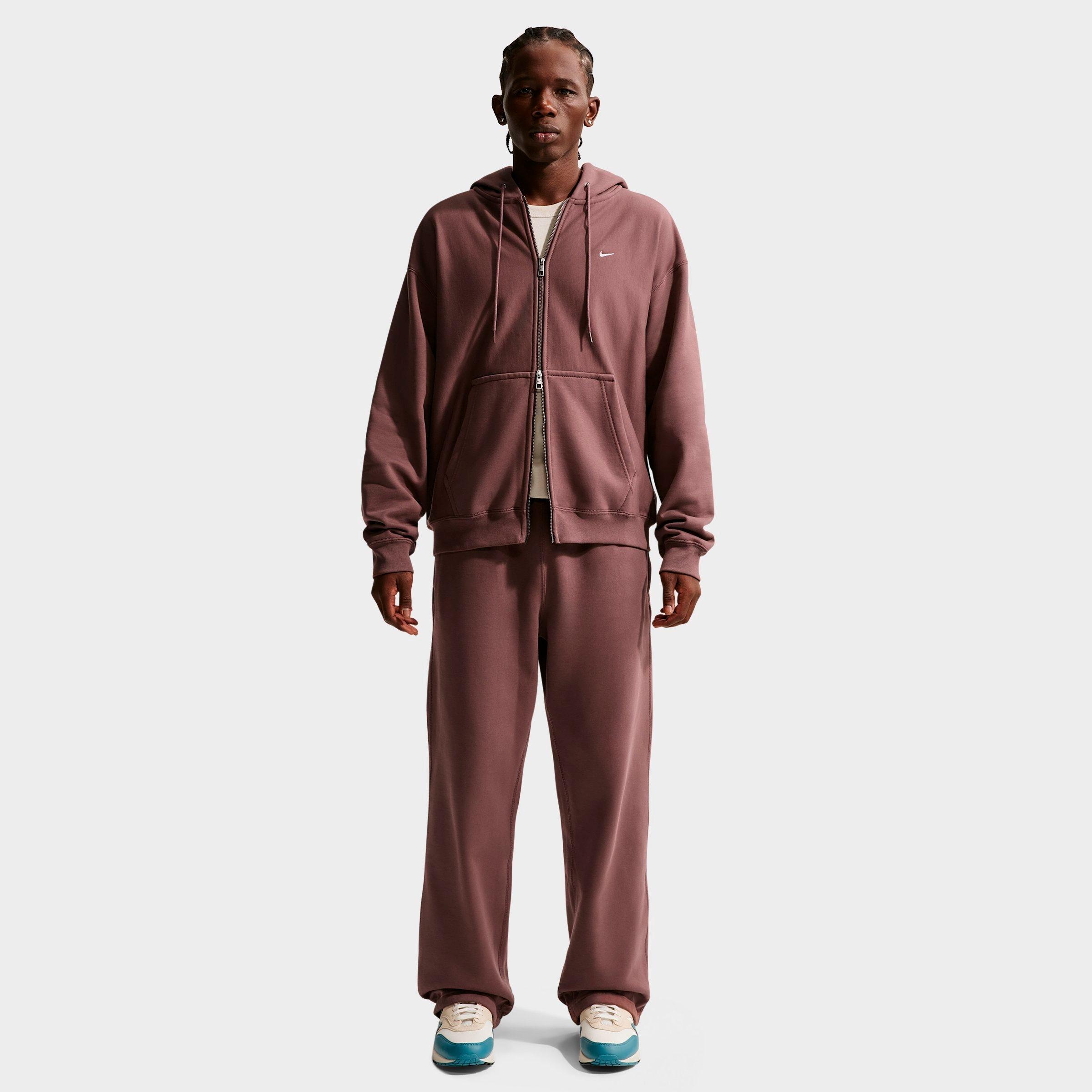 Nike Men's Solo Swoosh Fleece Full-Zip Hoodie in Tattoo/White Size: XS