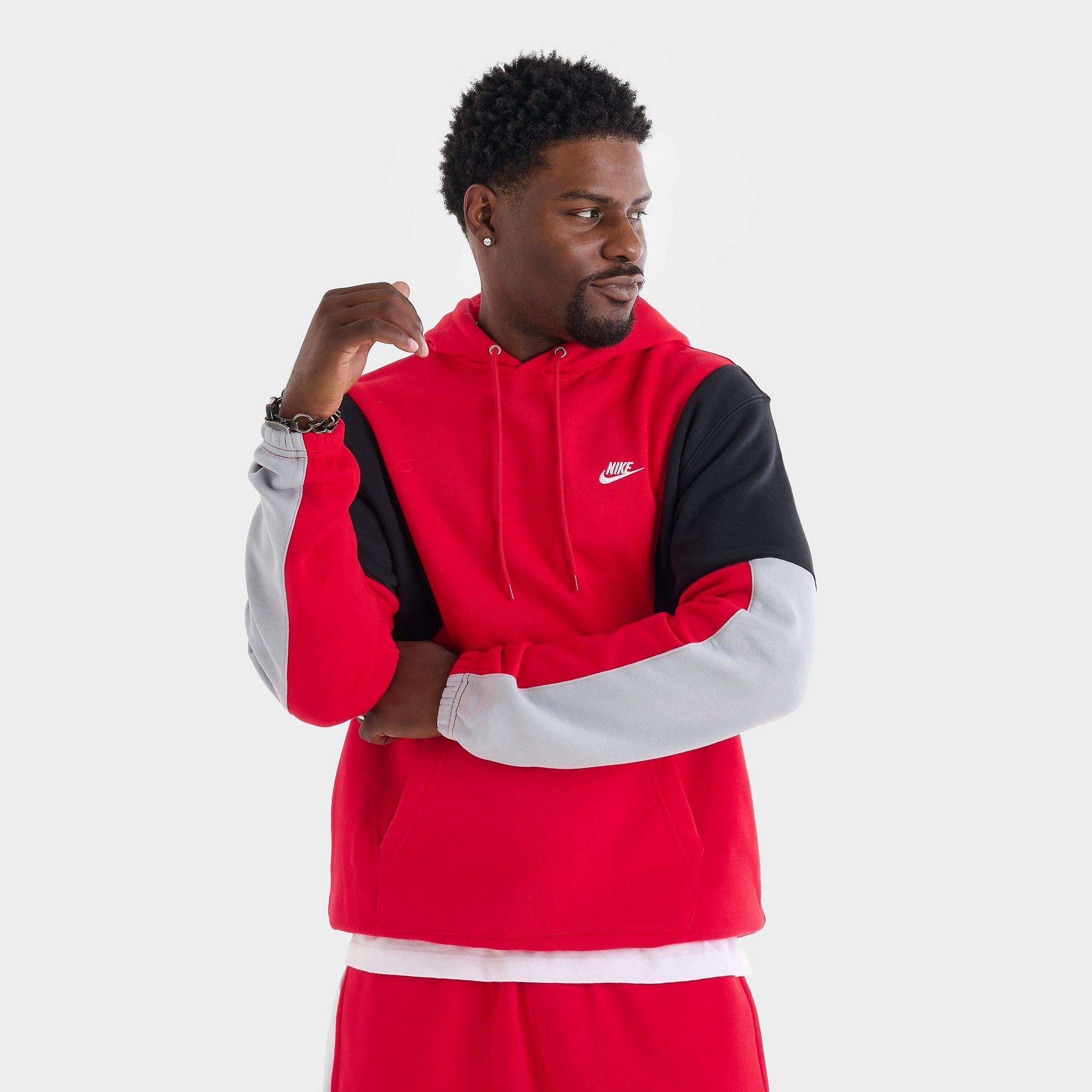 Nike Men's Club Fleece Tracksuit Pullover Hoodie in University Red/Black Size: XS