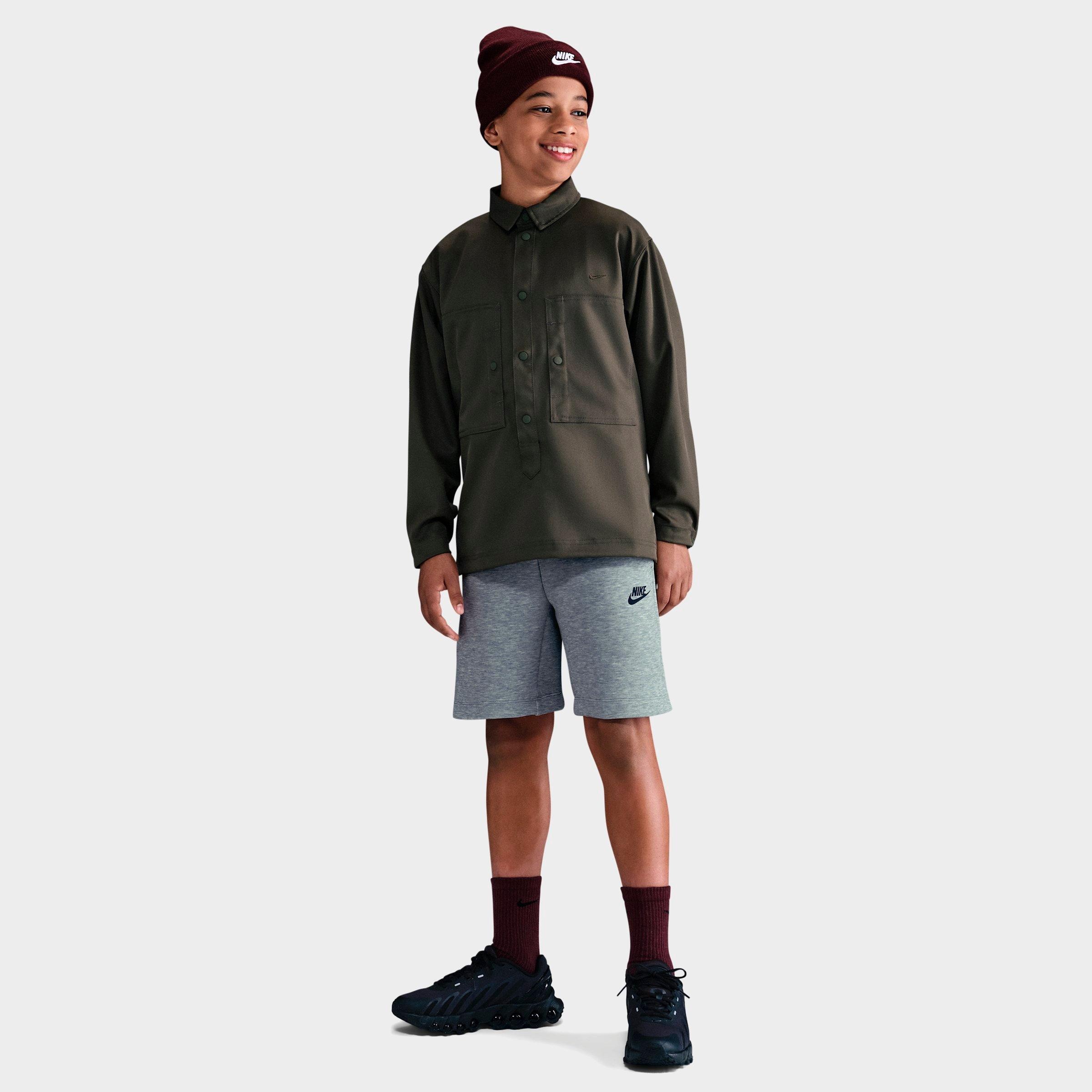 Nike Boys Big Kids Sportswear Tech Fleece Shorts in Dark Grey Heather/Black Size: Small