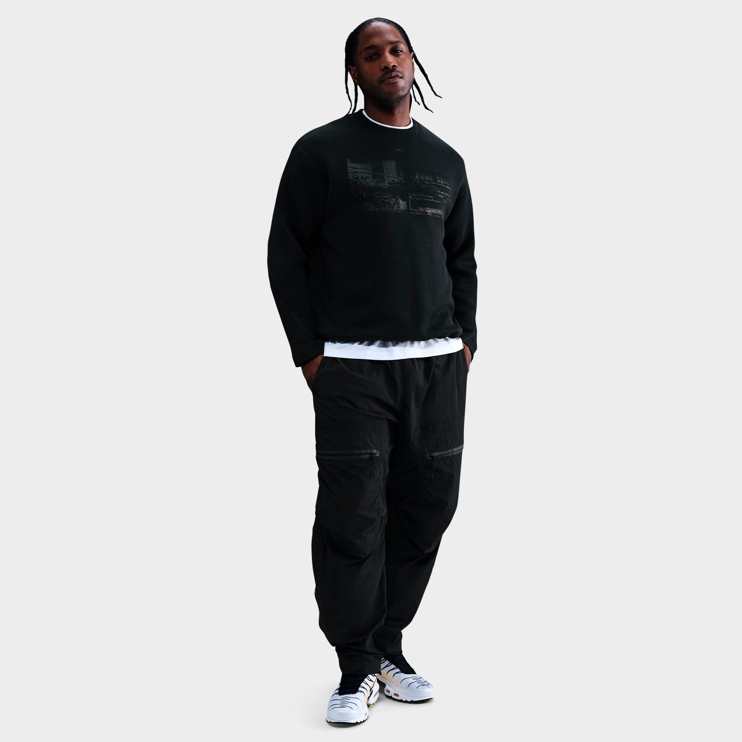 Nike Men's Tech Fleece Reflective Crewneck Sweatshirt in Black Size: XS