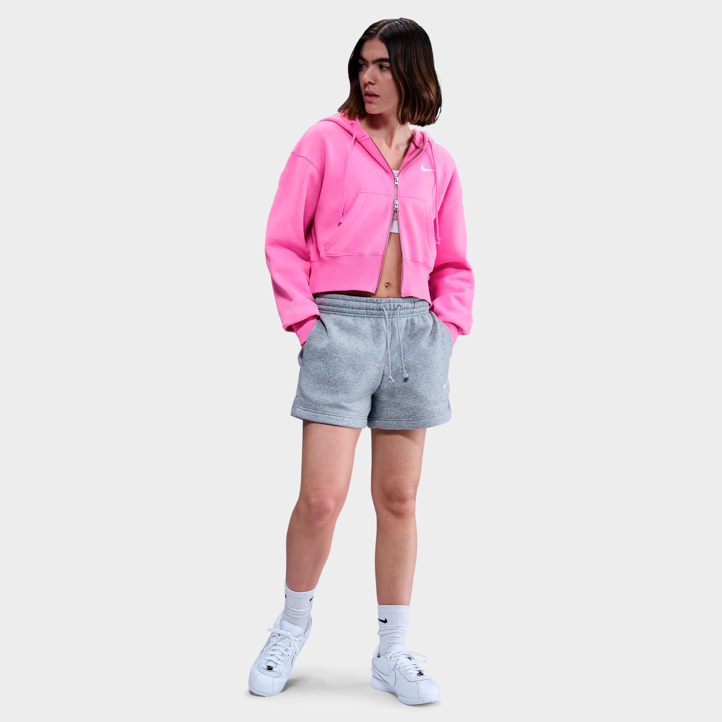 Nike Women's Sportswear Phoenix Fleece Crop Full-Zip Hoodie in Playful Pink/Sail Size: XS