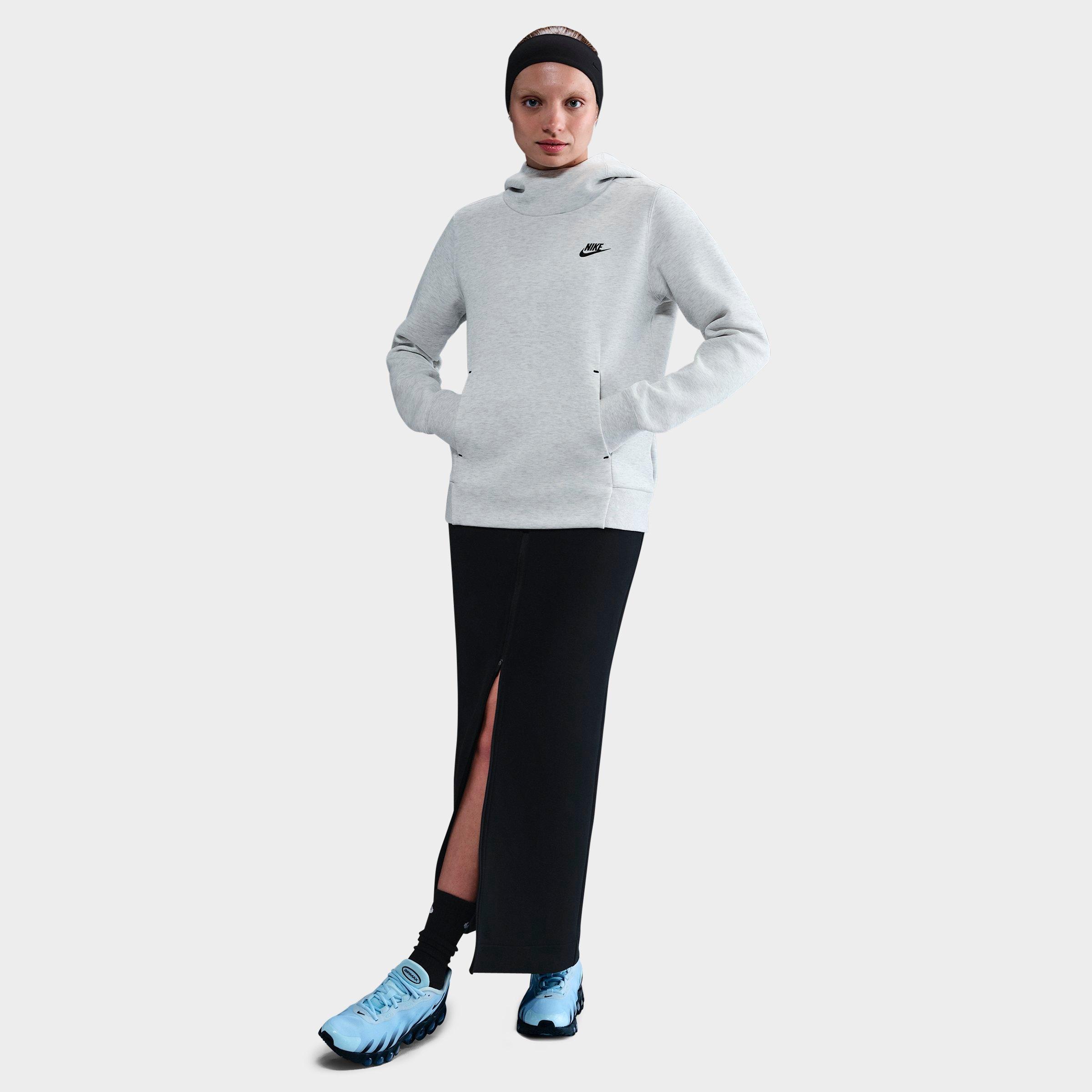 Nike Women's Sportswear Tech Fleece Hoodie in Light Grey/Heather/Black Size: XS
