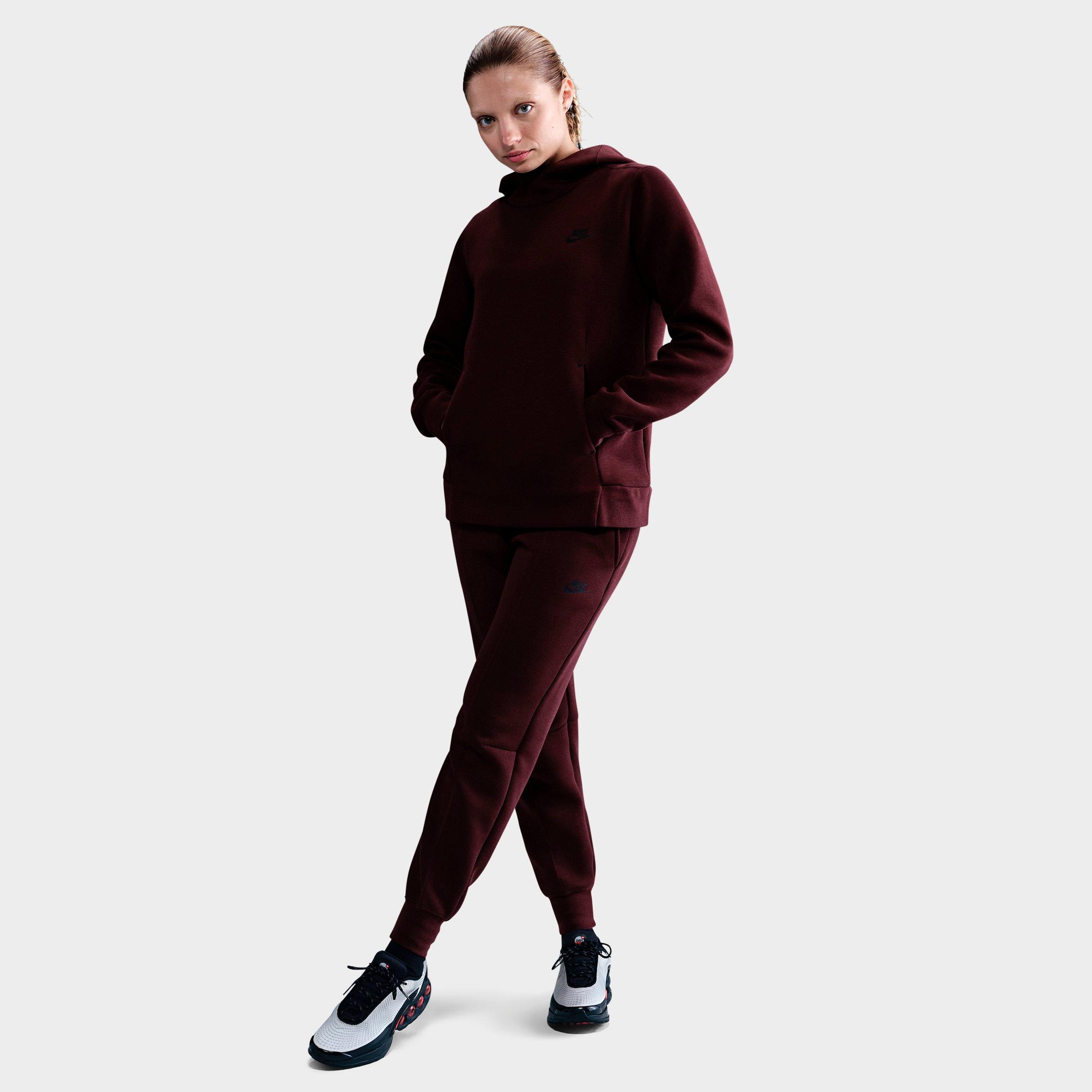 Nike Women's Sportswear Tech Fleece Hoodie in Burgundy Crush/Black Size: XS