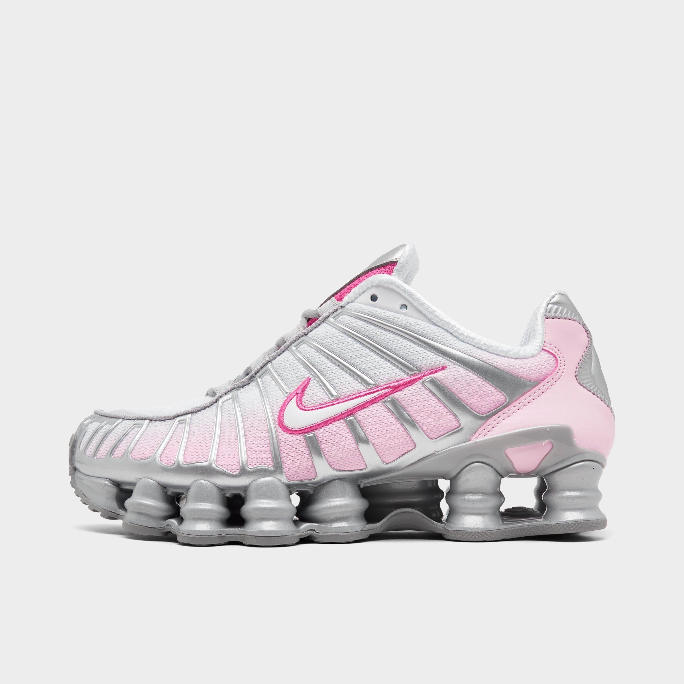 Nike Women's Shox TL Casual Shoes in Metallic Platinum/Pinksicle/Pink Foam Size: 12.5